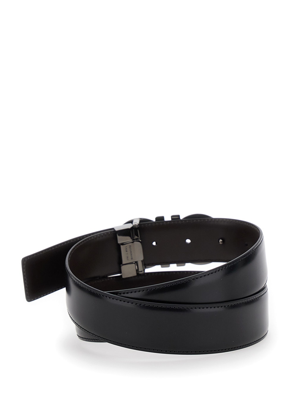 Ferragamo Black Reversible Belt With Gancini Buckle In