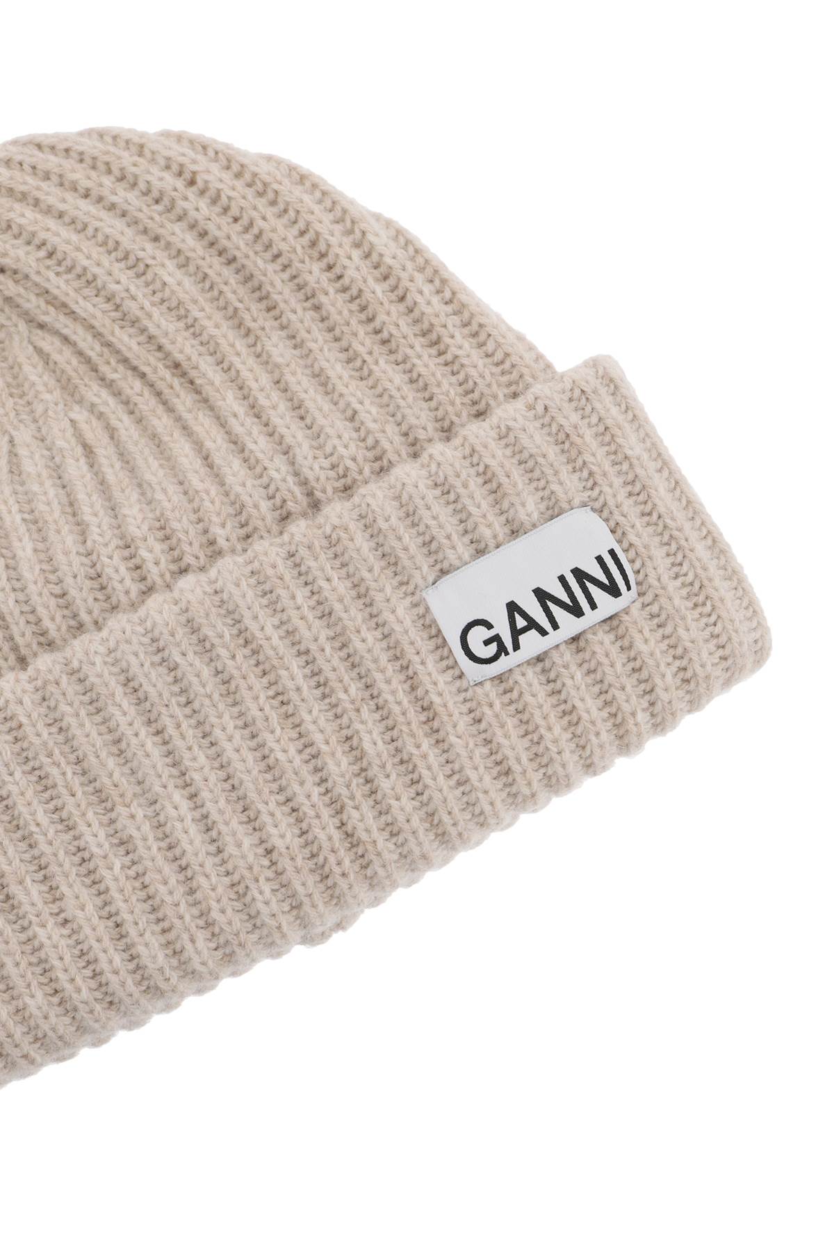 Ganni Beanie Hat With Logo Patch | italist