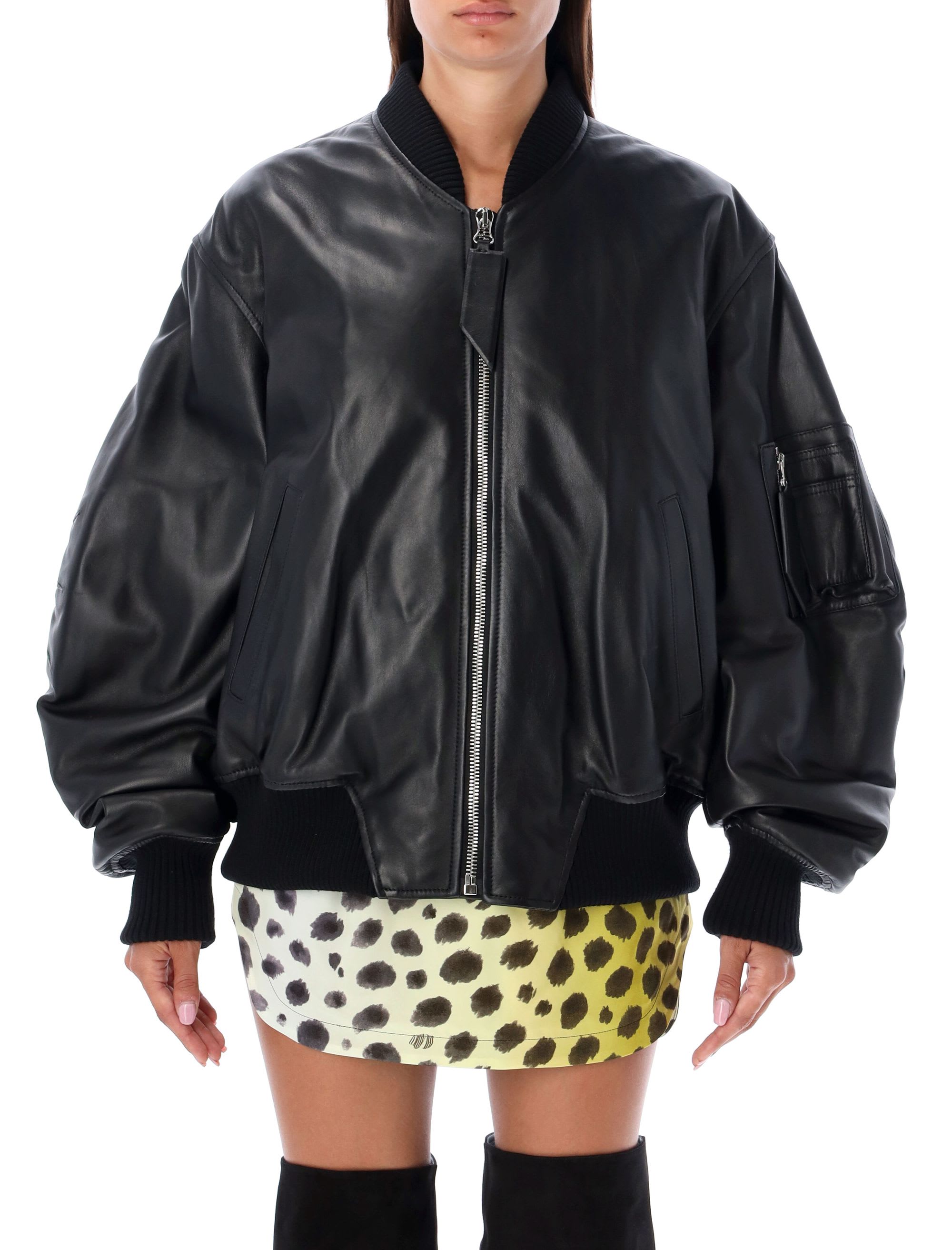 The Attico Anja Leather Bomber italist