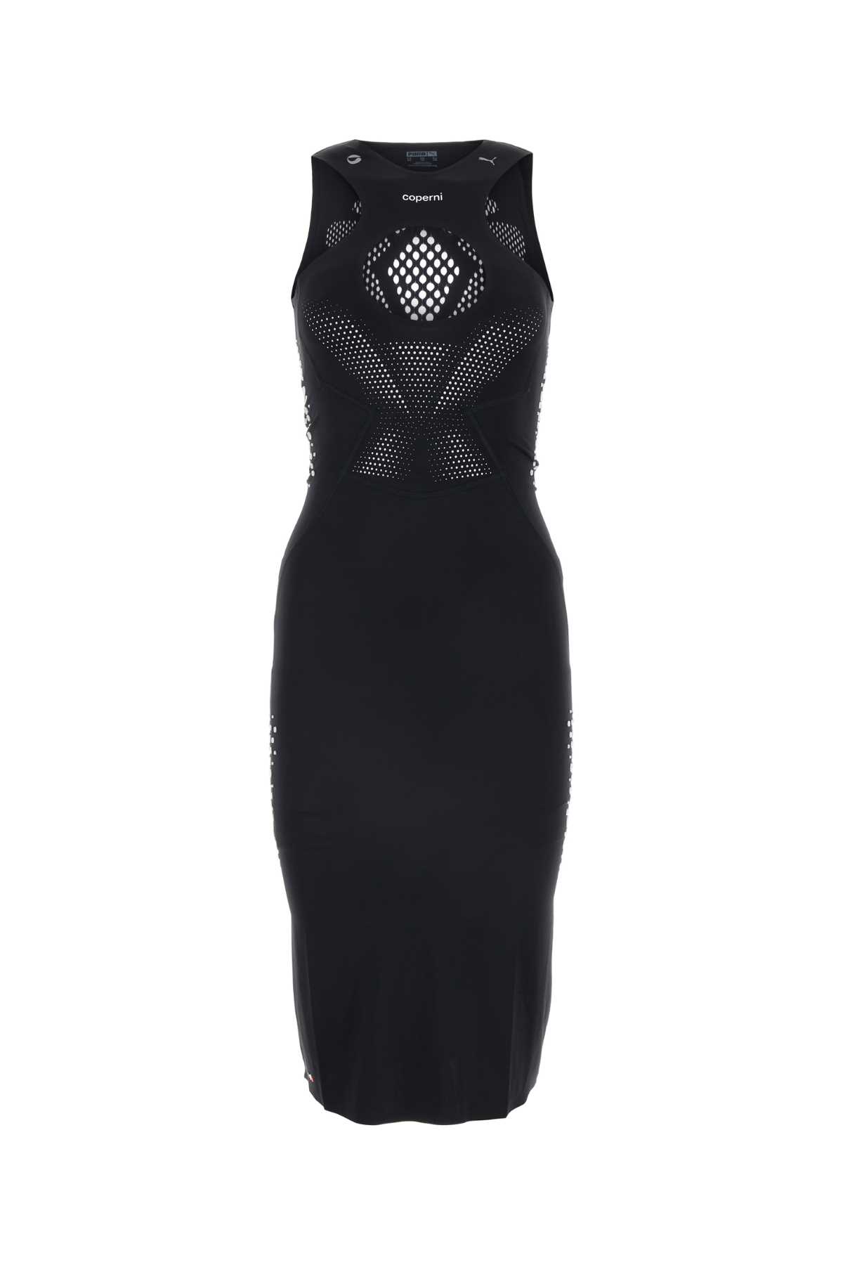 black stretch nylon coperni x puma dress