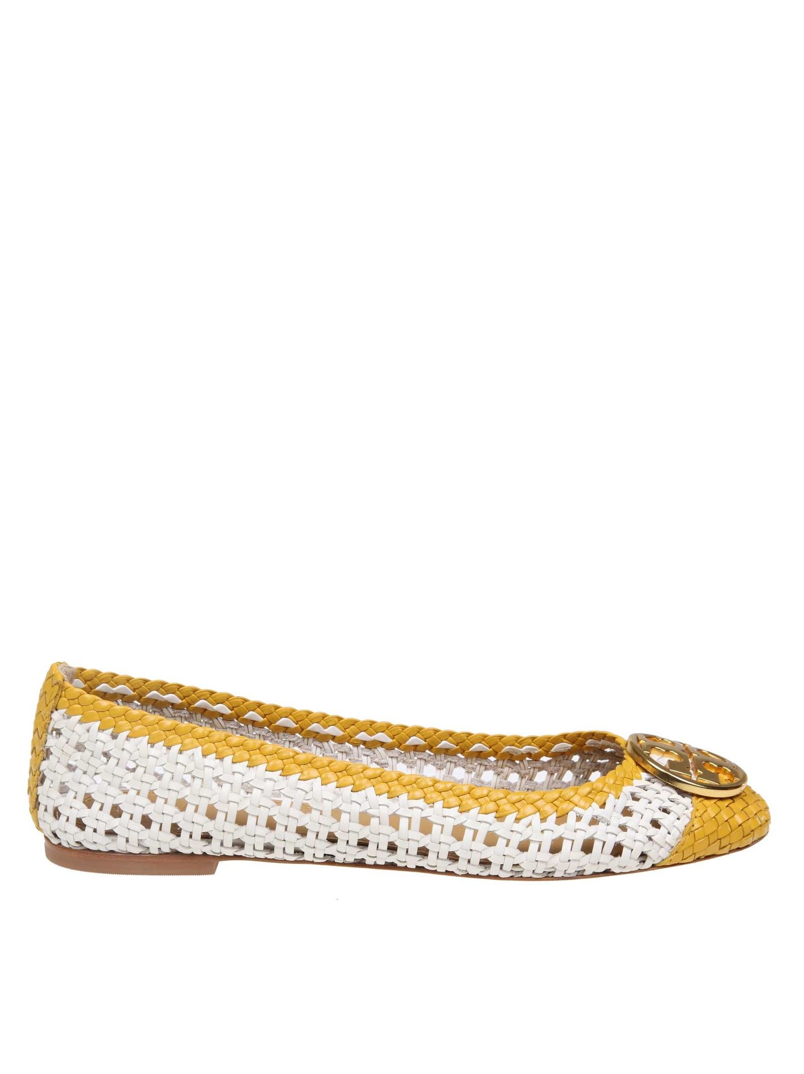 tory burch woven cap toe flat