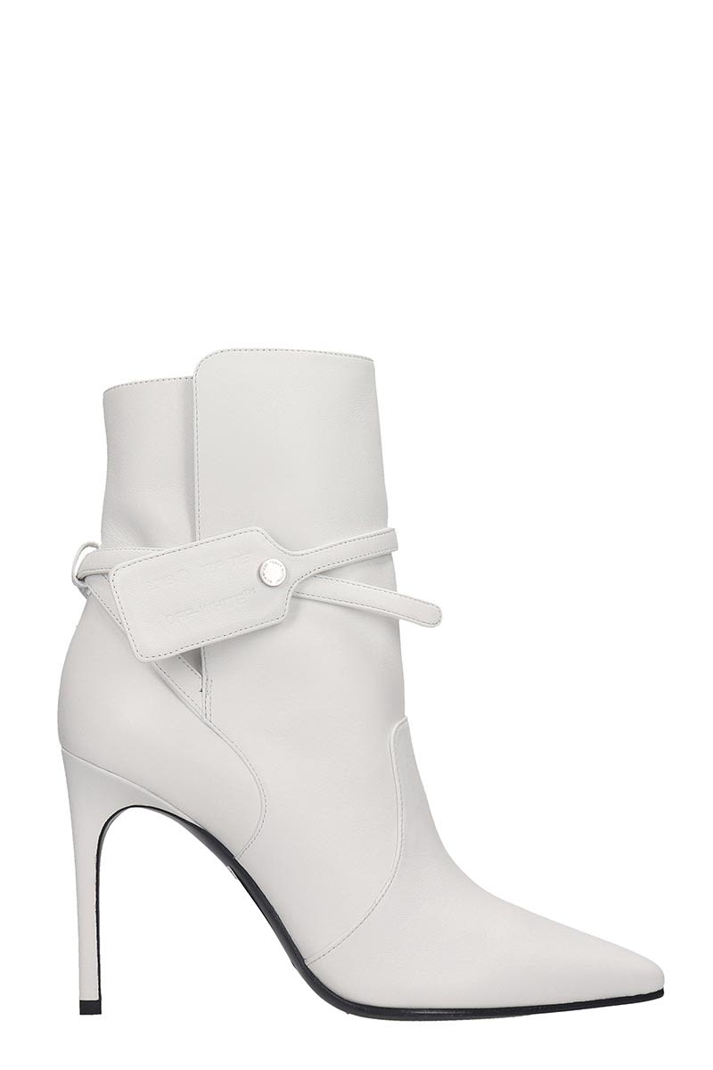off white leather ankle boots
