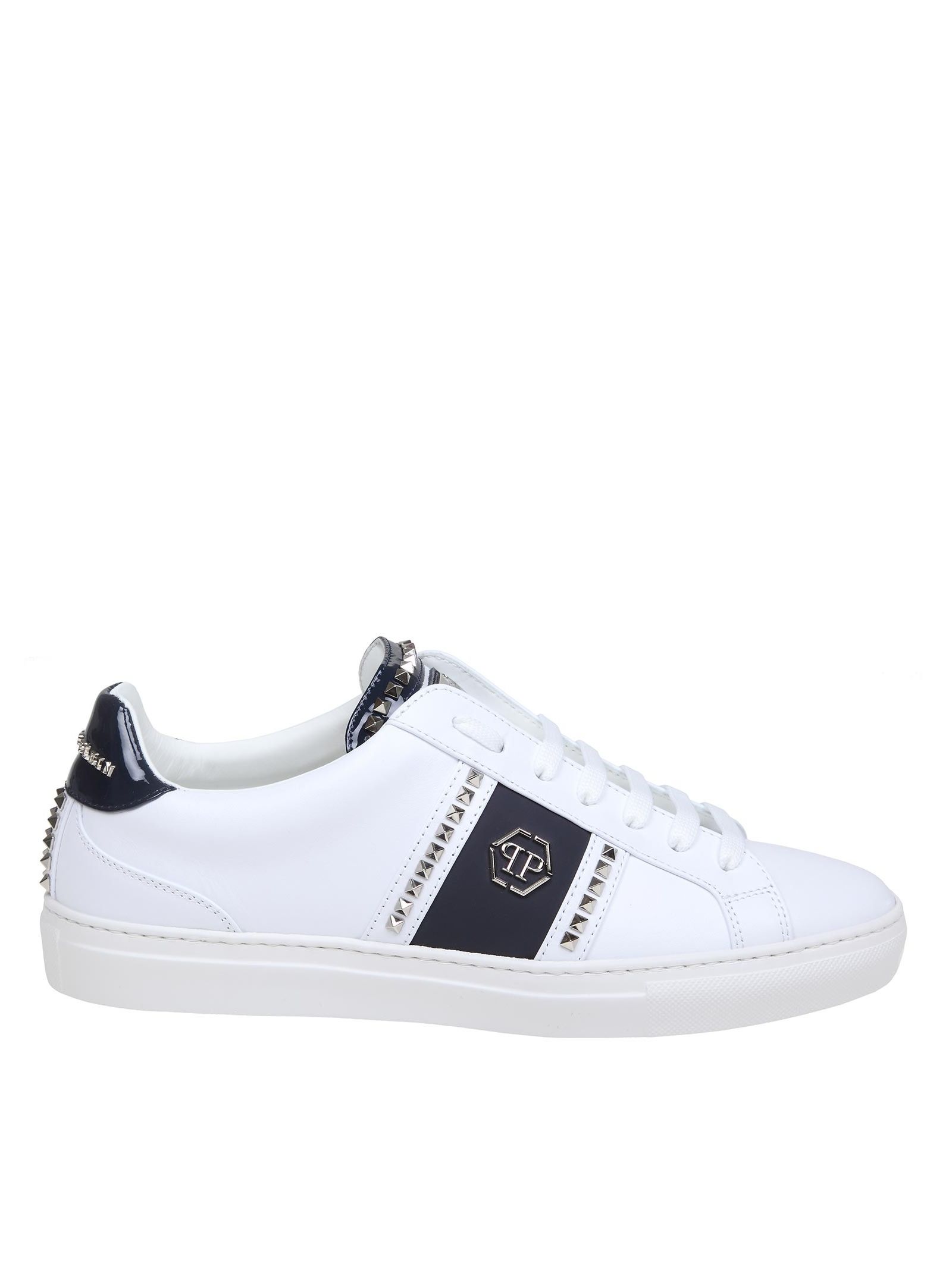 Philipp Plein Sneakers Lo-top Studs In White Color Leather In Blue ...