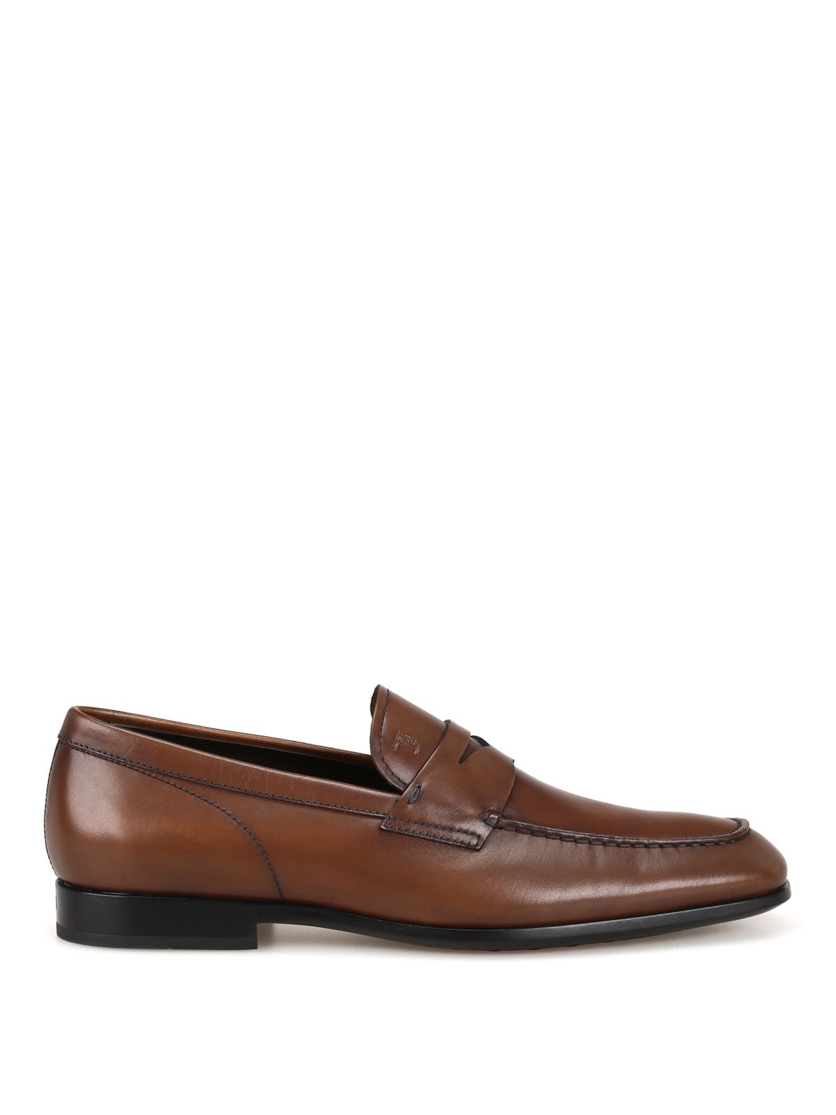 TOD'S SMOOTH LEATHER BROWN LOAFERS,10864659