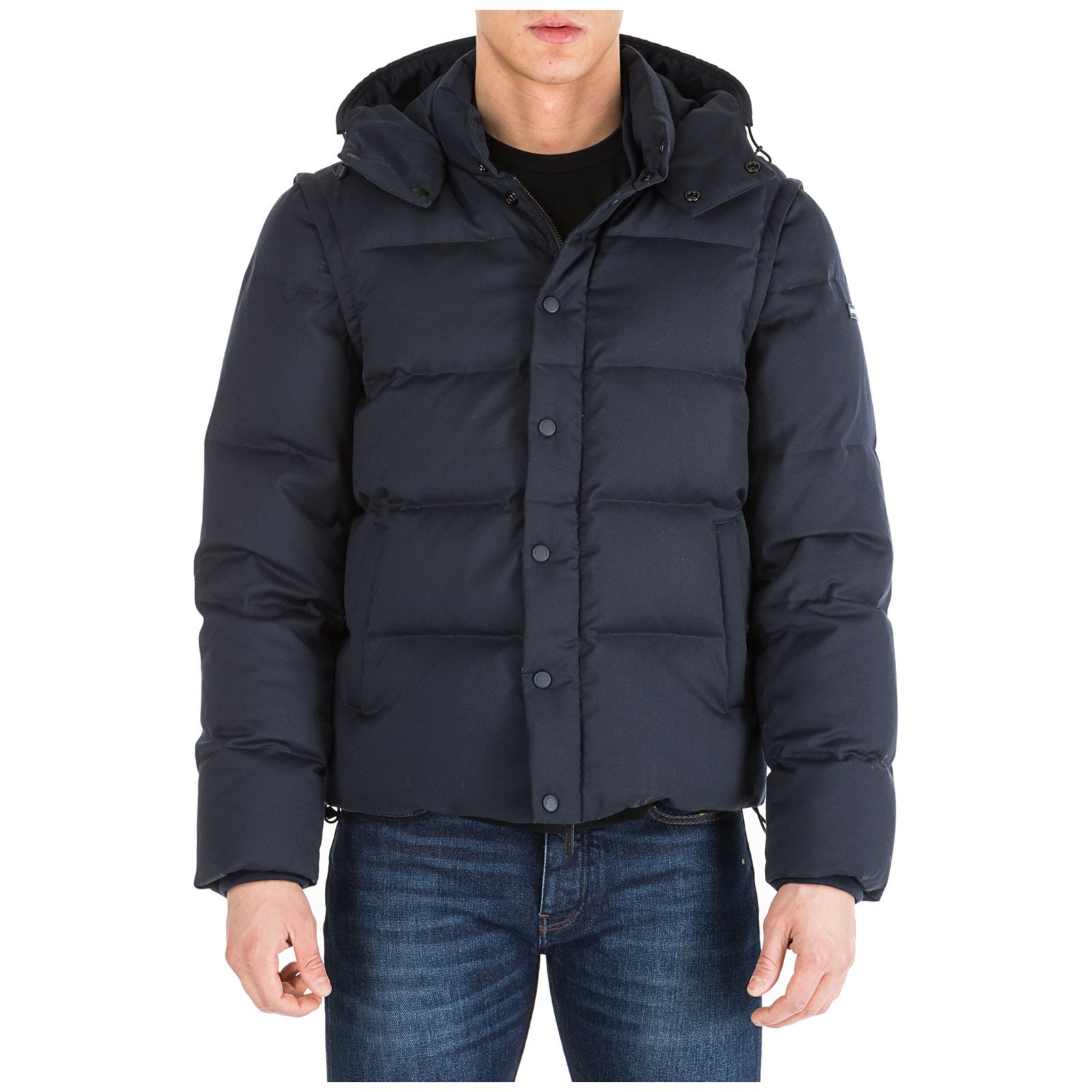 Emporio Armani Outerwear Down Jacket Blouson Hood In Blu Navy | ModeSens