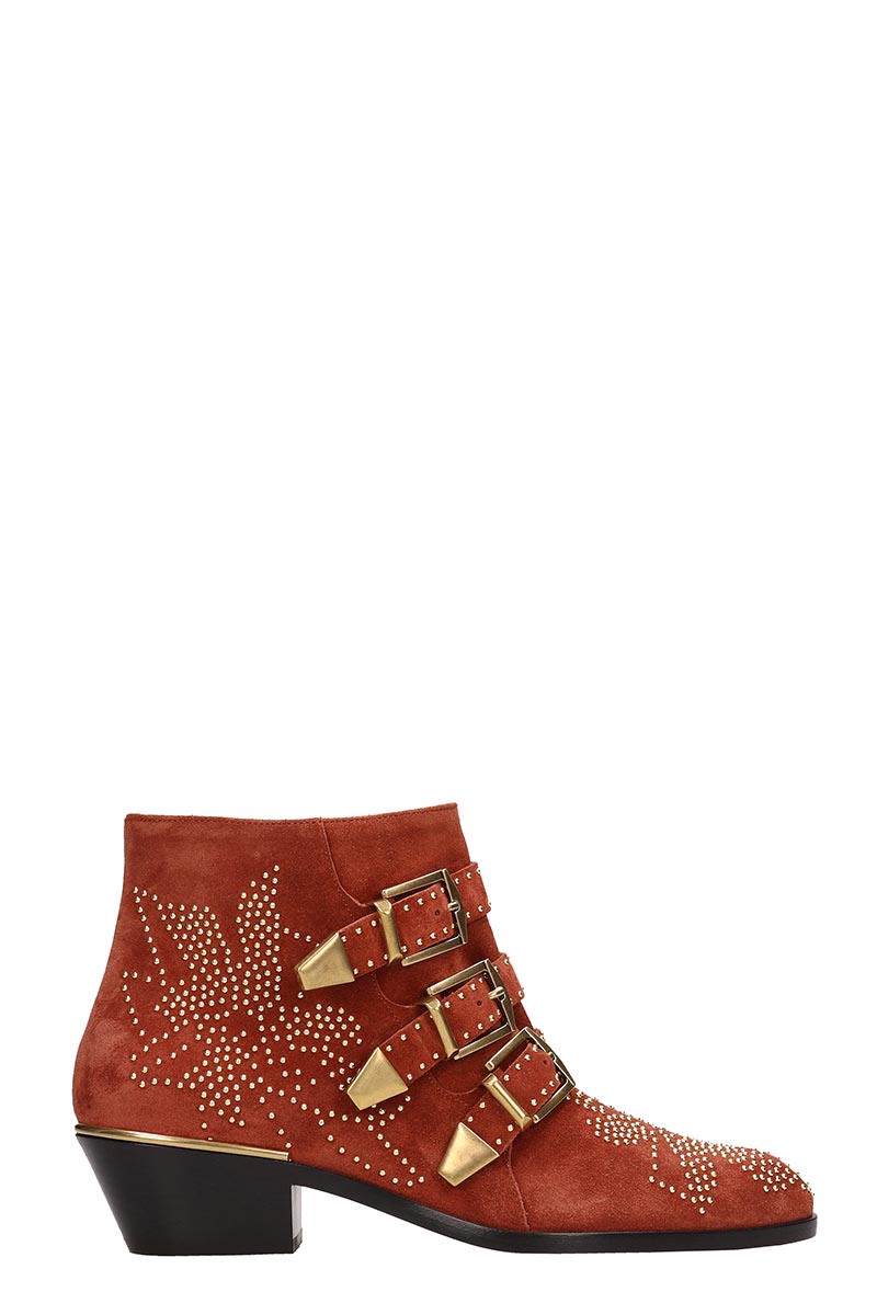 CHLOÉ SUSANNA RED SUEDE ANKLE BOOTS,10863389