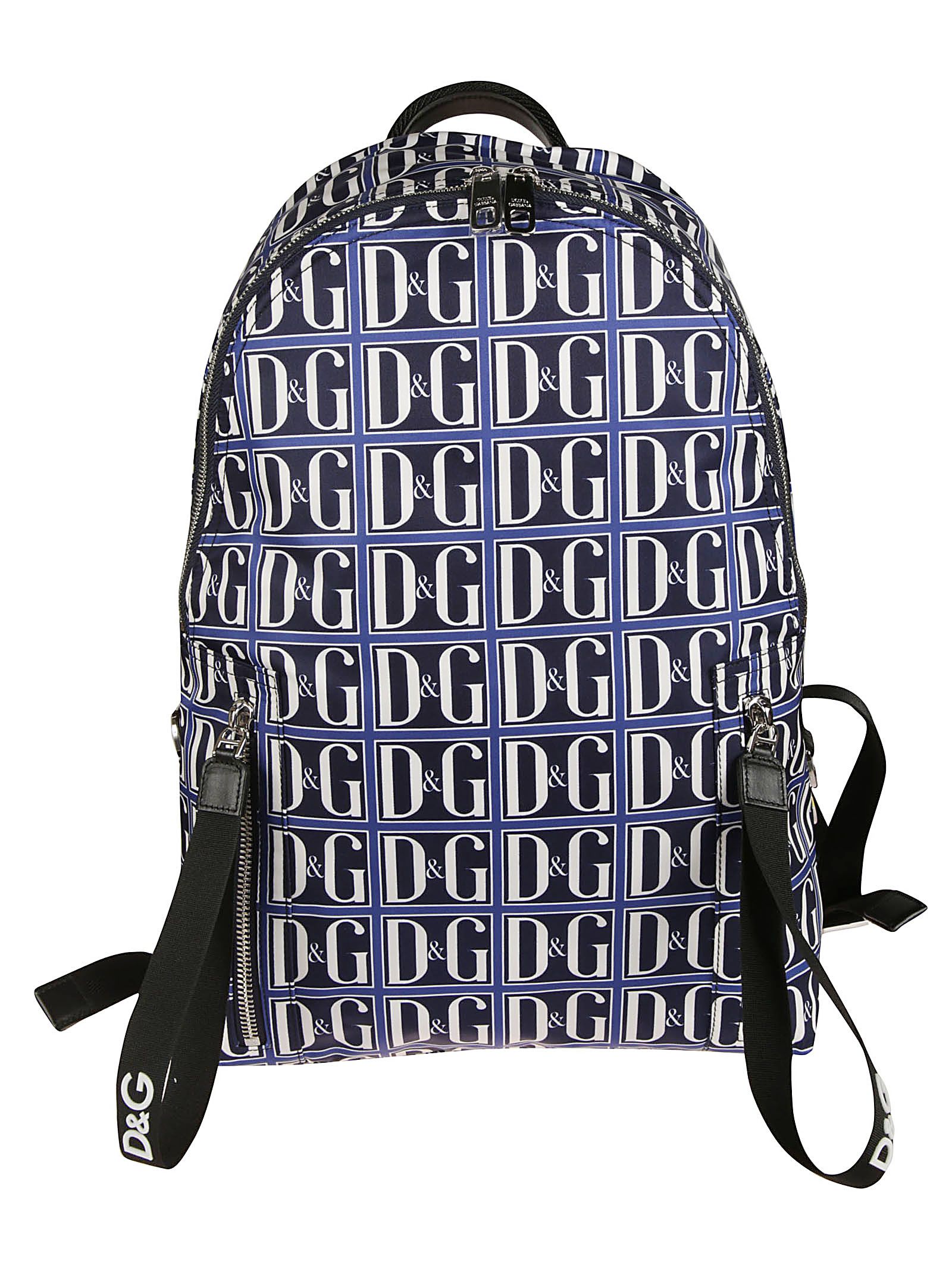 dolce & gabbana d & g logo nylon backpack in blue print 