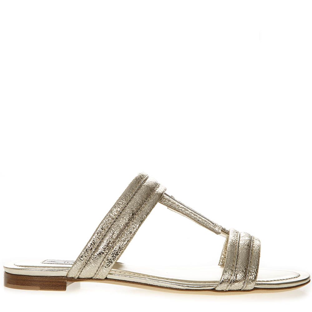 TOD'S LOW GOLD LEATHER SANDAL,10860349