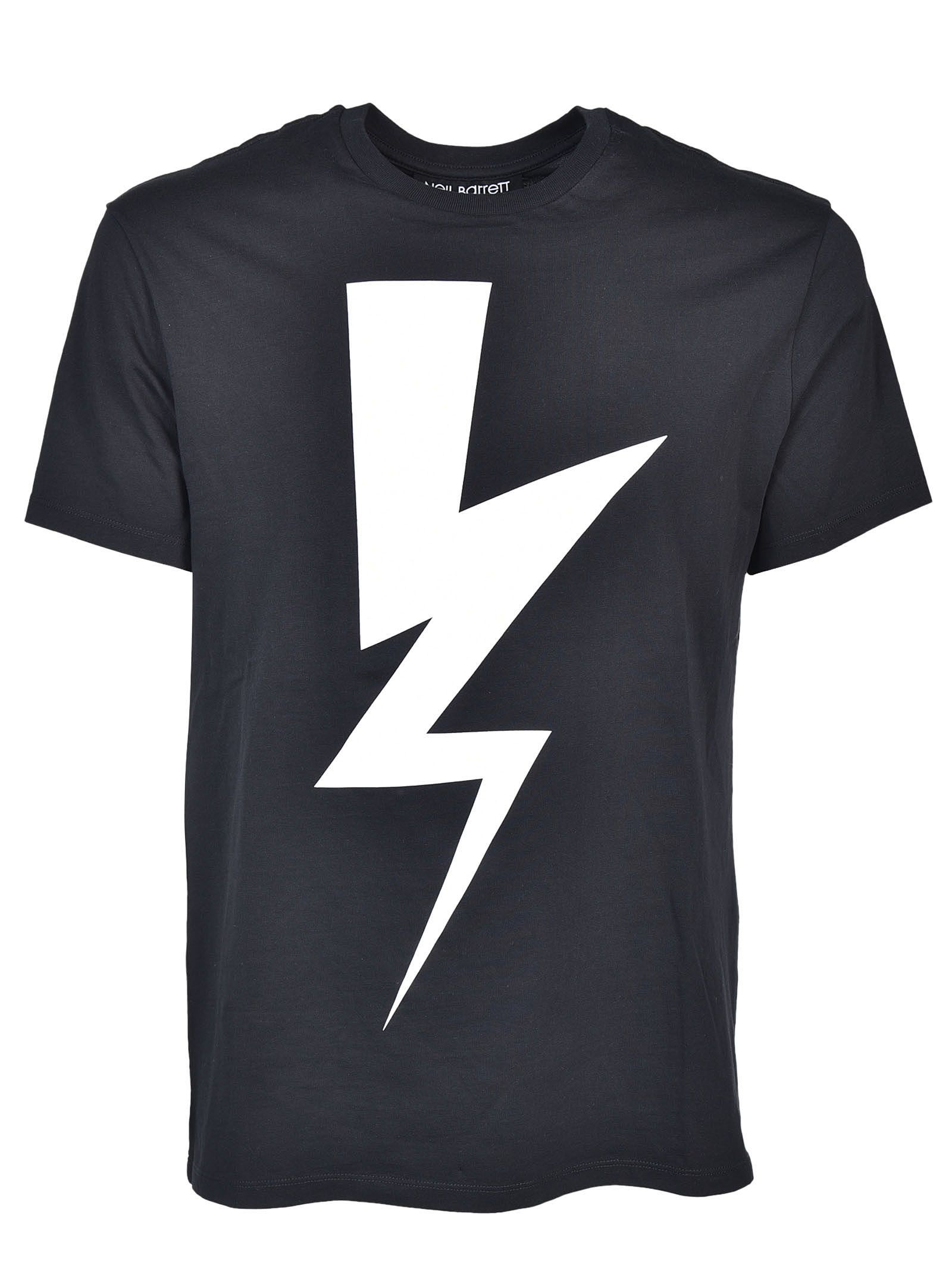 Neil Barrett Lightning Bolt Logo T-shirt In Black | ModeSens