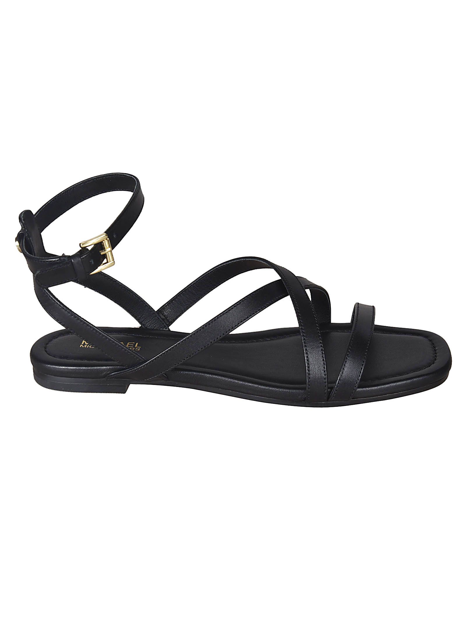 mk black flat sandals