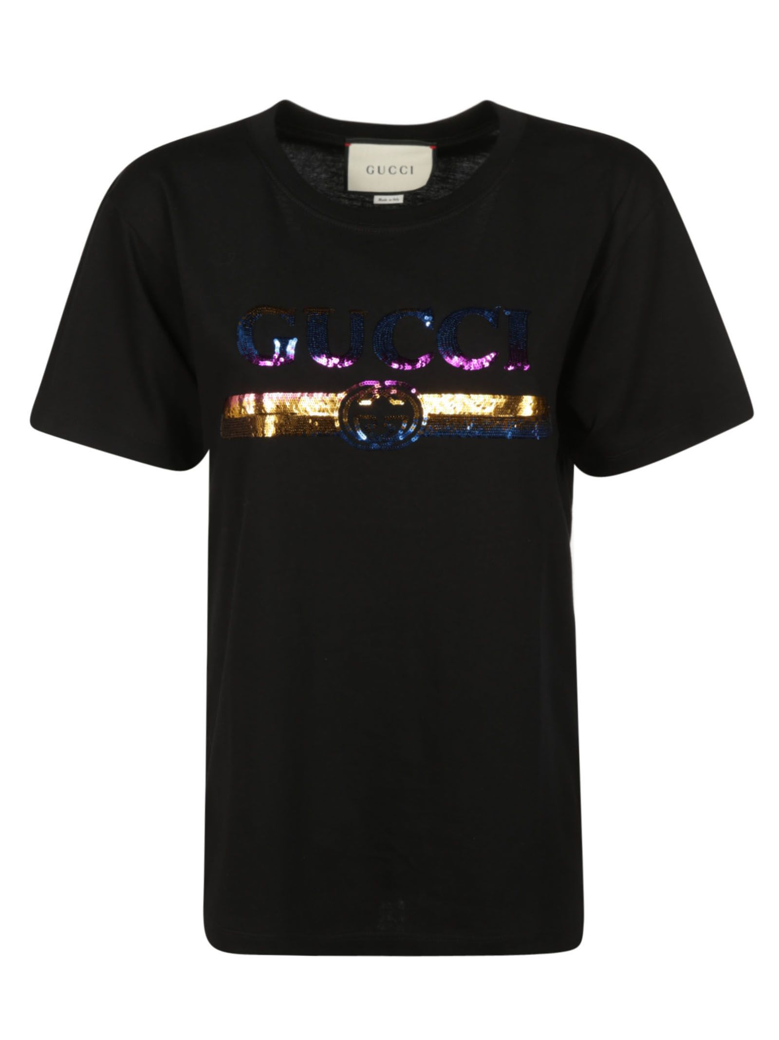 GUCCI SEQUINED LOGO T-SHIRT,10863926