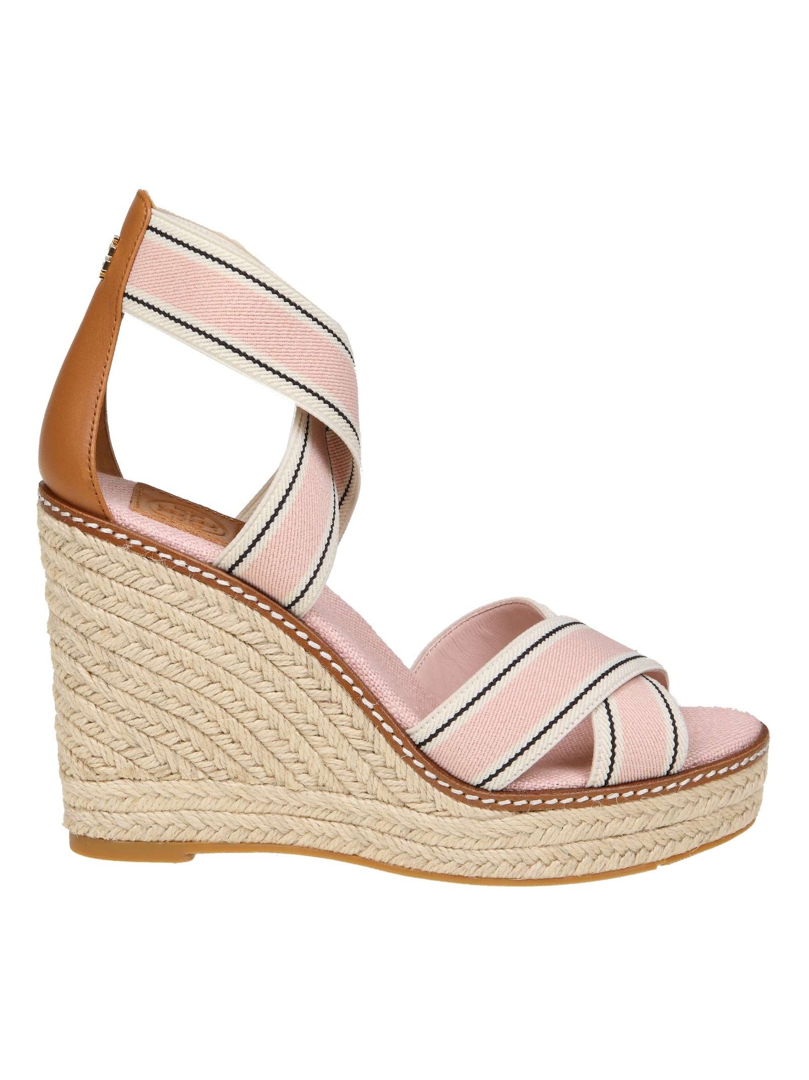 TORY BURCH FRIED SANDAL IN PINK STRETCH FABRIC,10887031