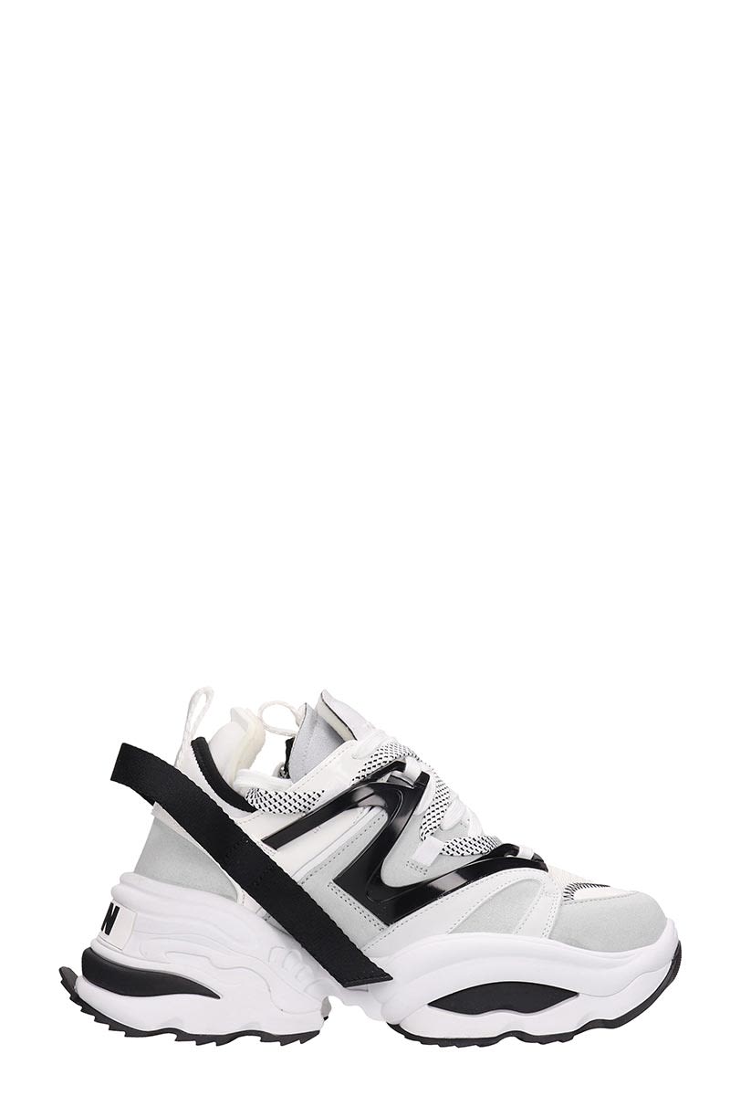 DSQUARED2 WHITE AND BLACK LEATHER THE GIANT trainers,10932452