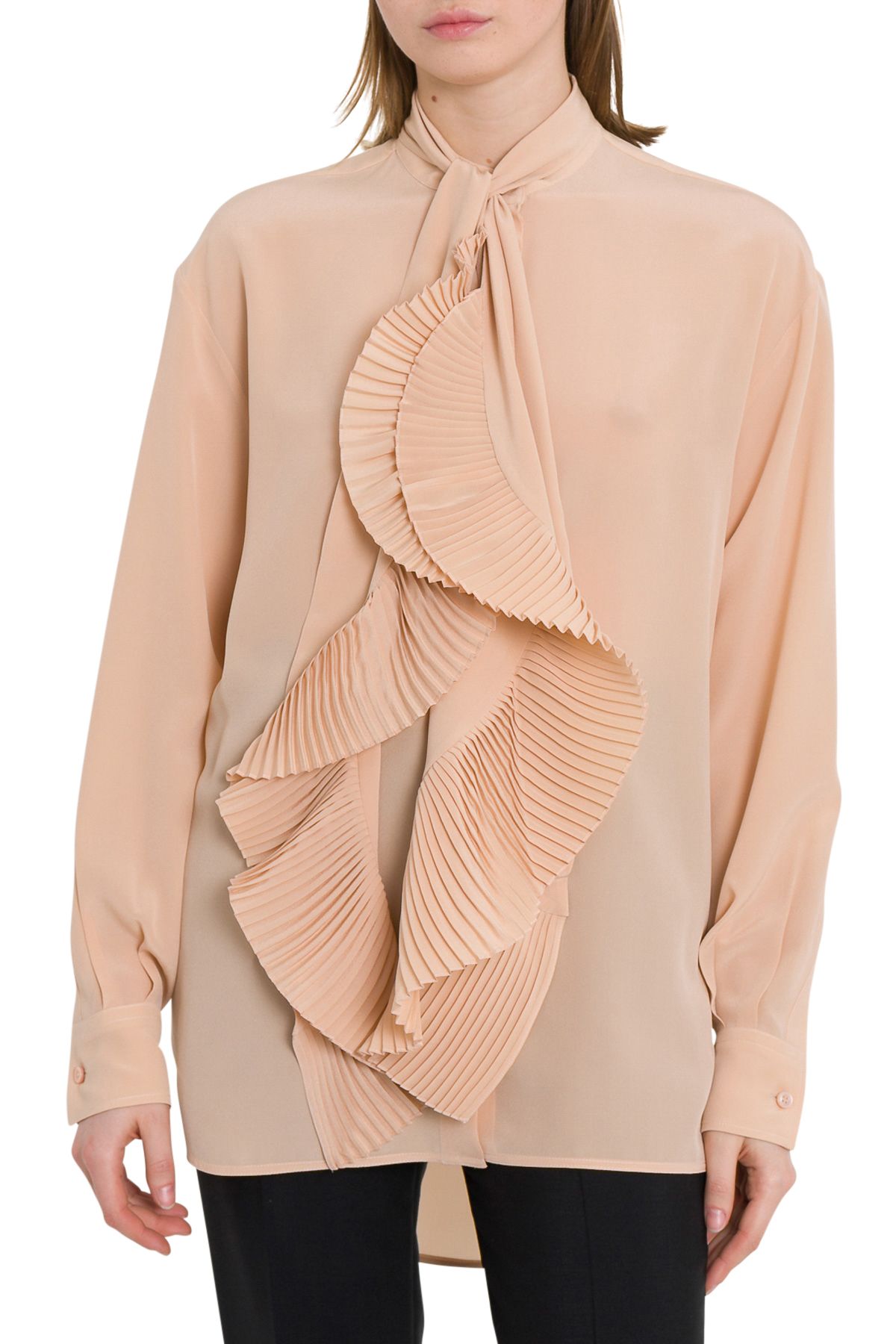 GIVENCHY SHIRT WITH PLEATED SCARF IN SILK,10857679