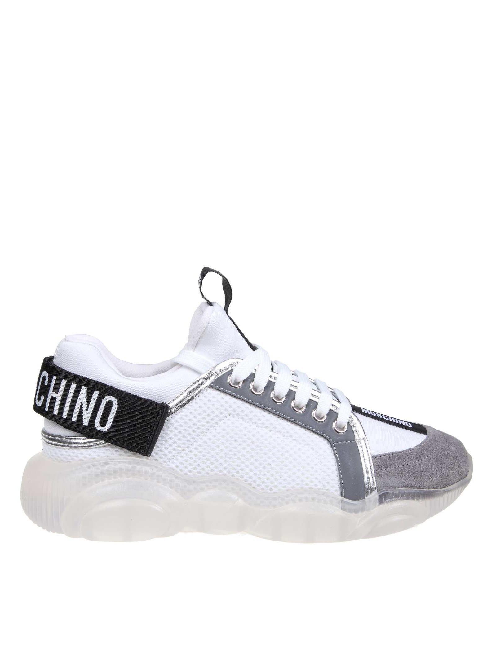 MOSCHINO SNEAKERS TEDDY RUN WITH STRAP COLOR WHITE / GRAY,10860026