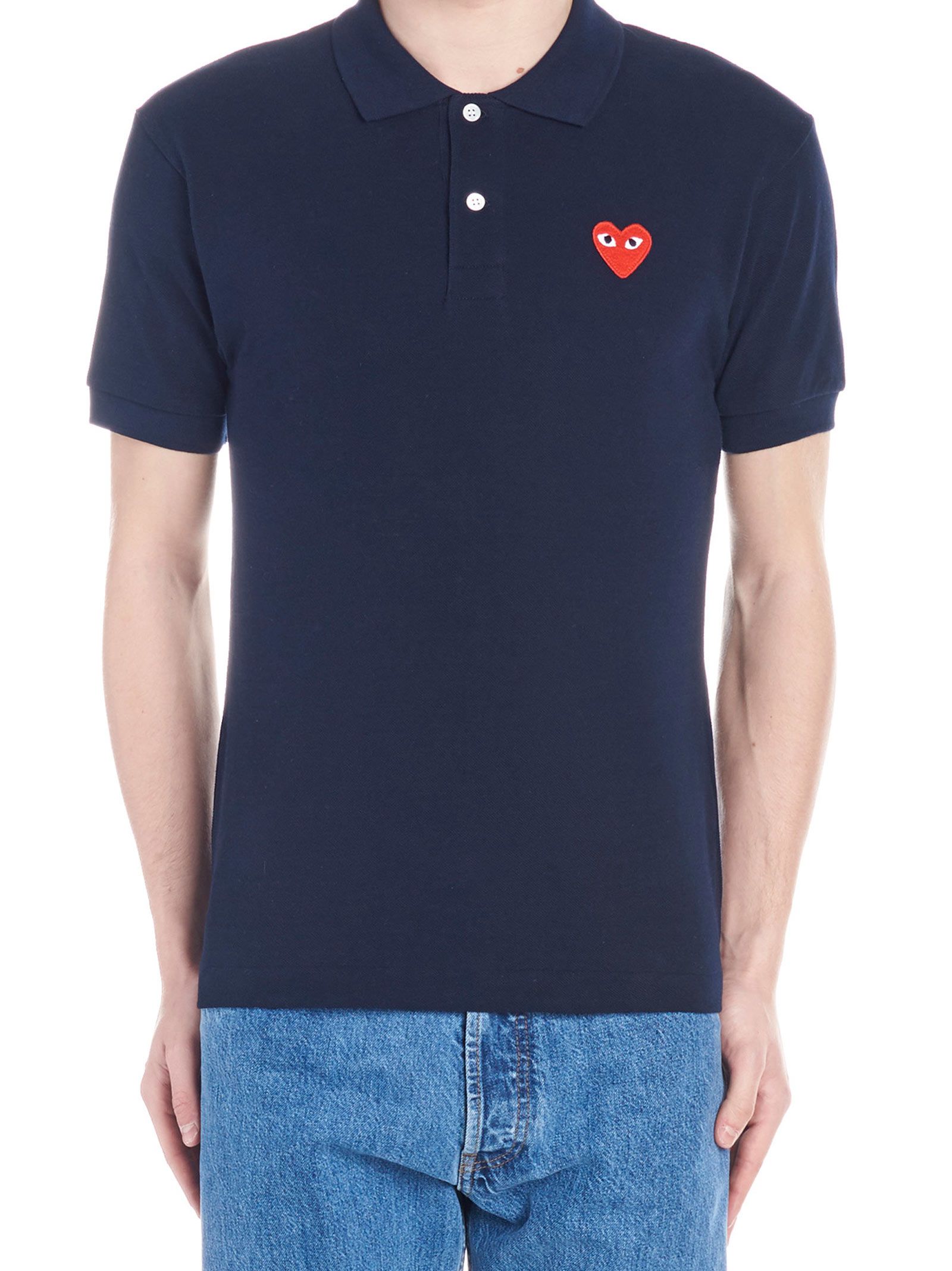 comme des garons play polo in blue