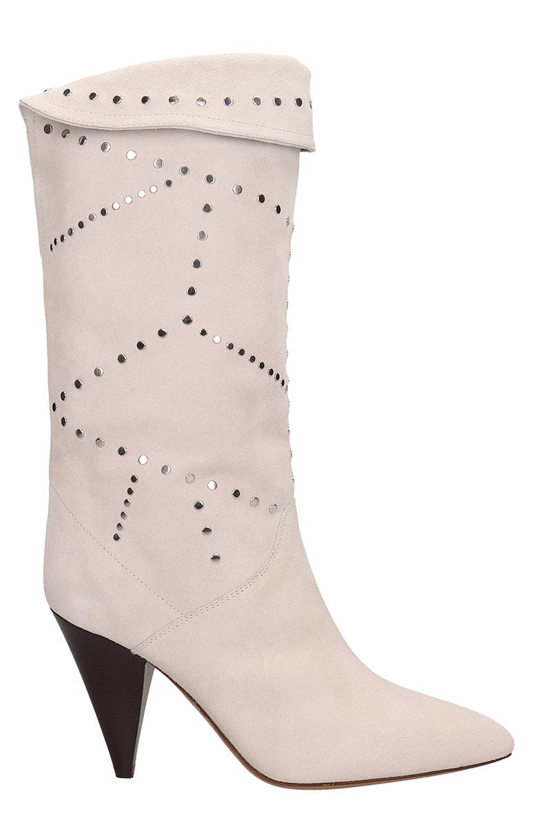 ISABEL MARANT WHITE SUEDE BOOTS,10860316