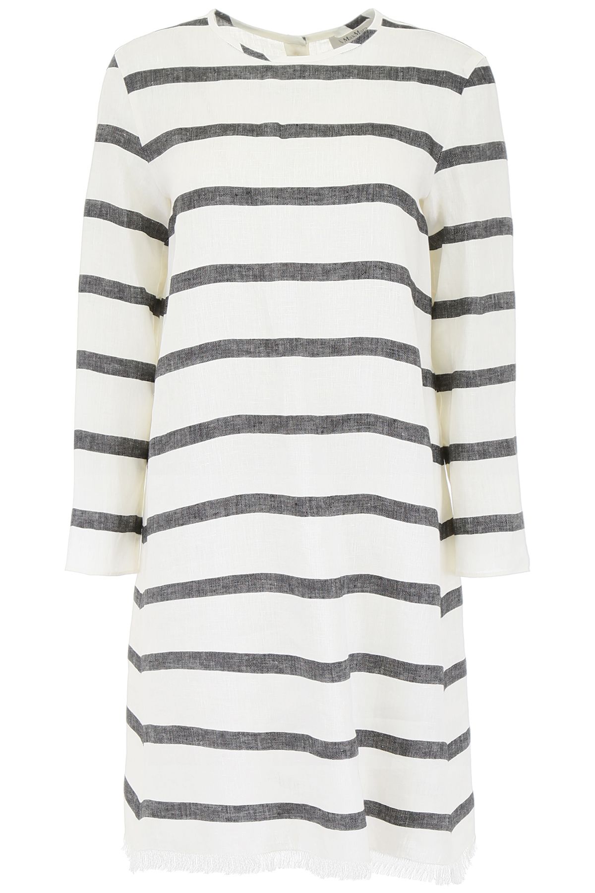 Max Mara Norma Fringed Striped Linen Top In Black | ModeSens