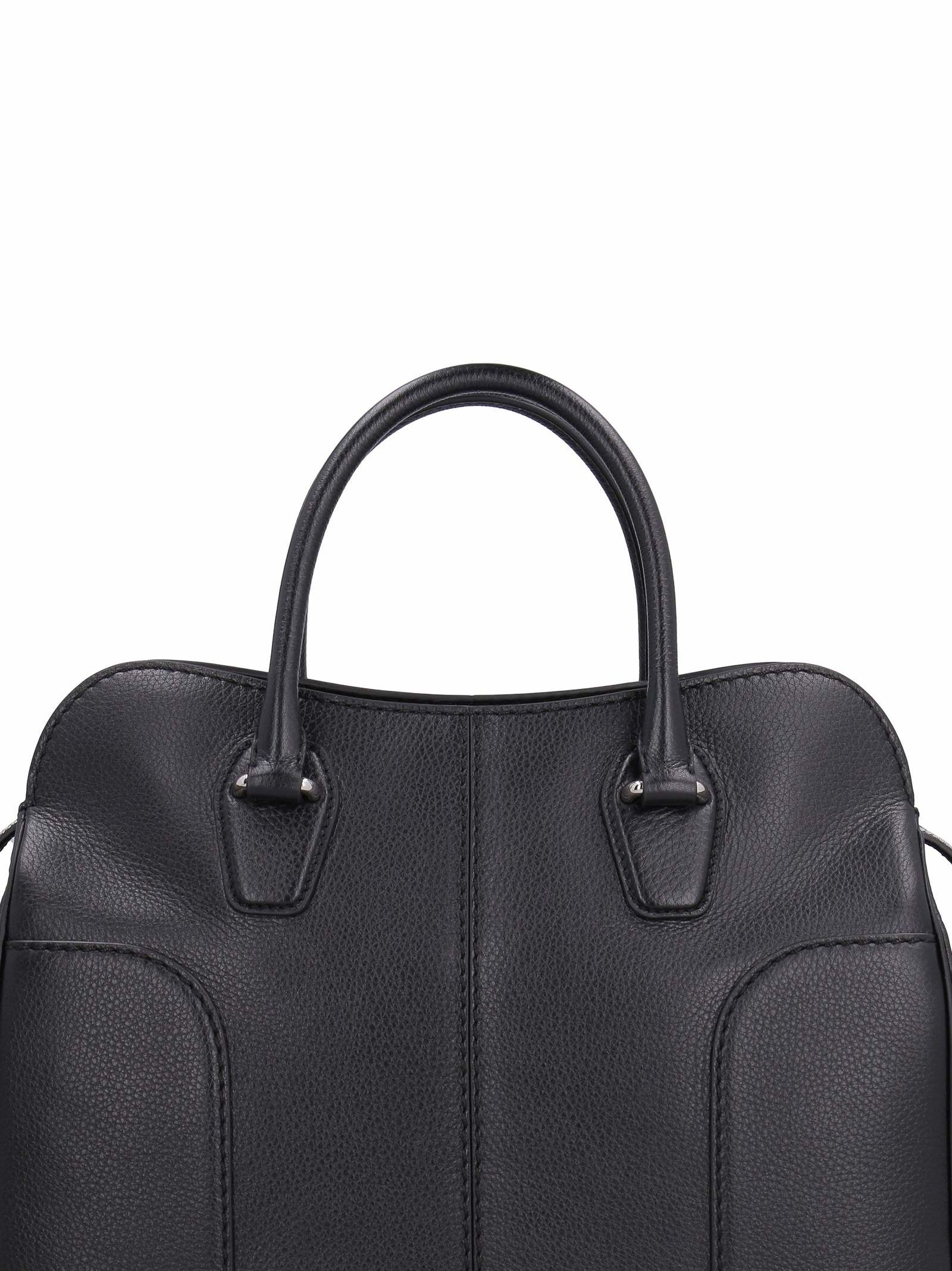 pebbled leather handbag in black