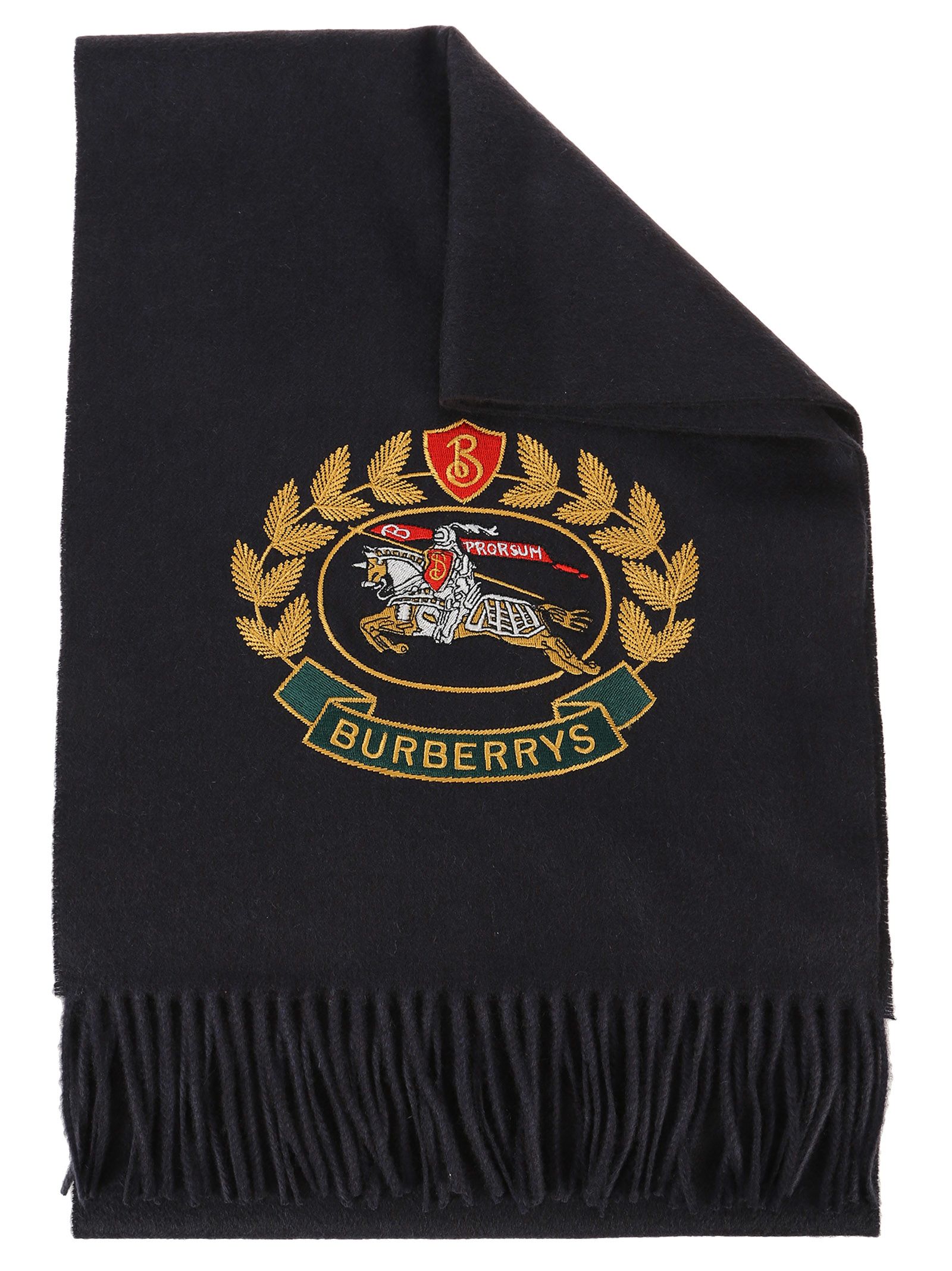 Burberry Navy Blue Classic Cashmere Scarf With Archive Logo ModeSens