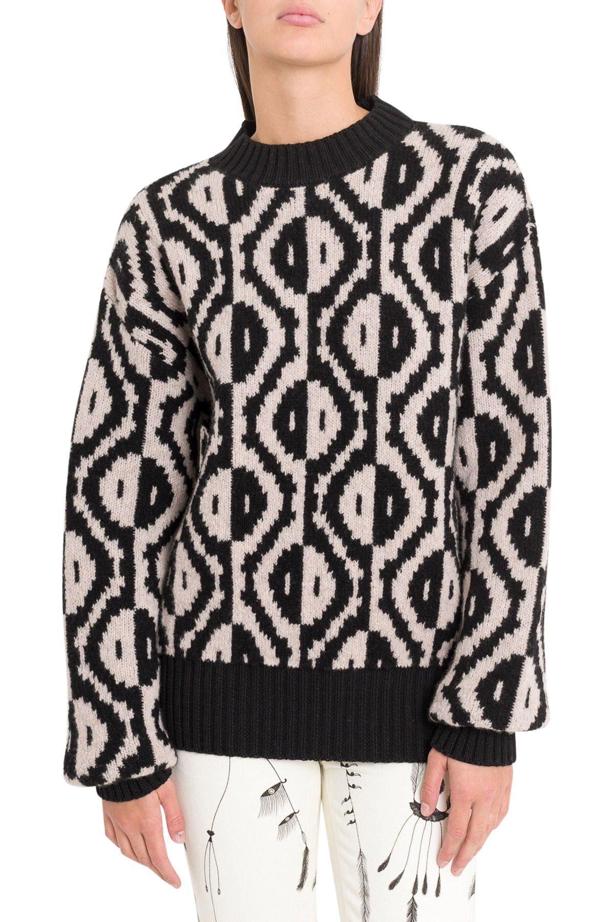 Dries Van Noten Wool And Cashmere-blend Sweater In Nero/bianco | ModeSens