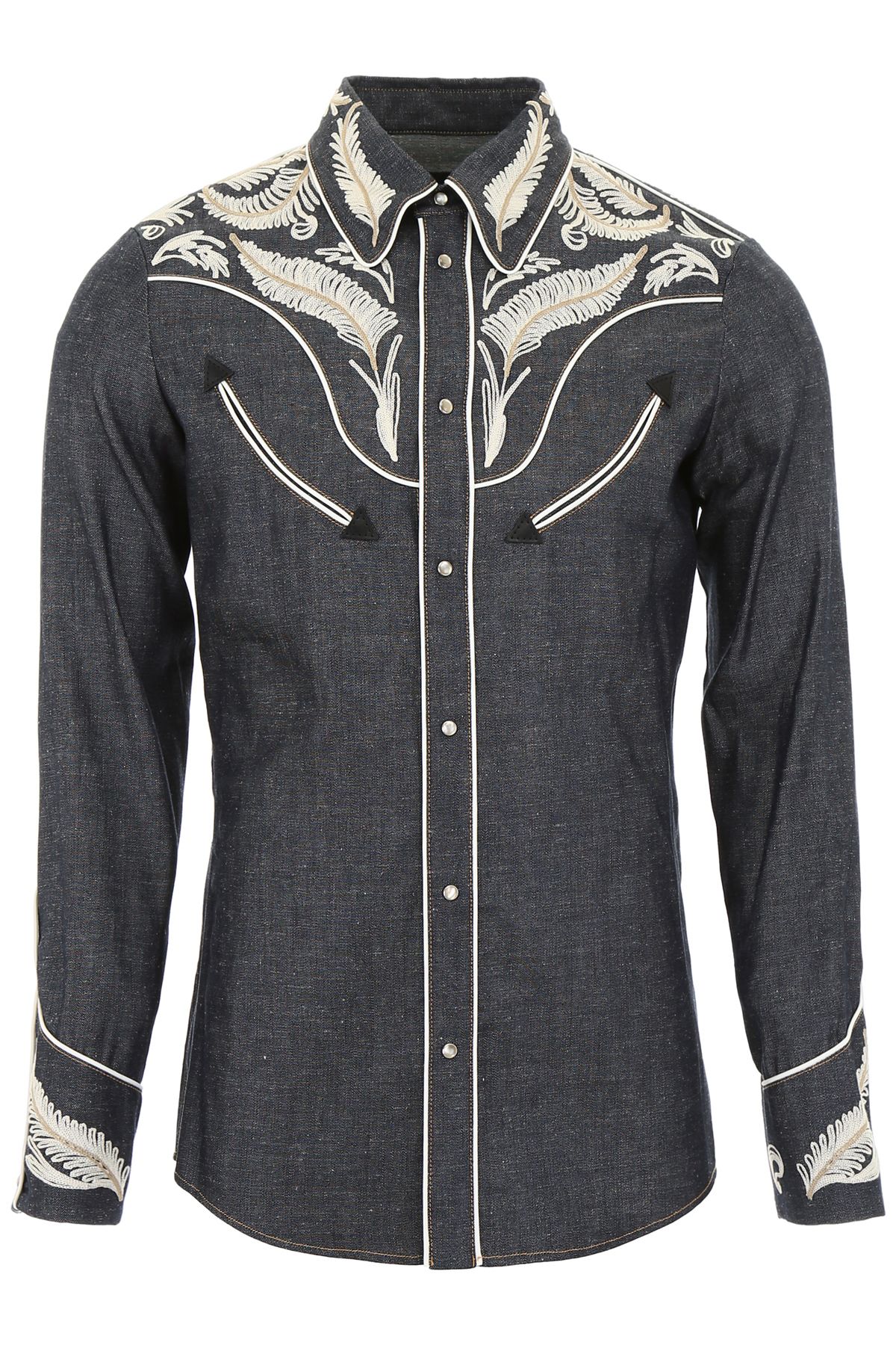 Dsquared2 Denim Western Shirt With Embroidery In Blue Mix | ModeSens