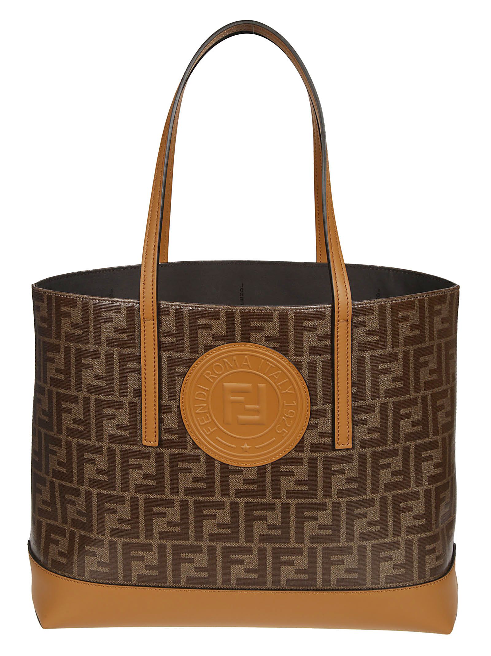 double f logo tote in brown