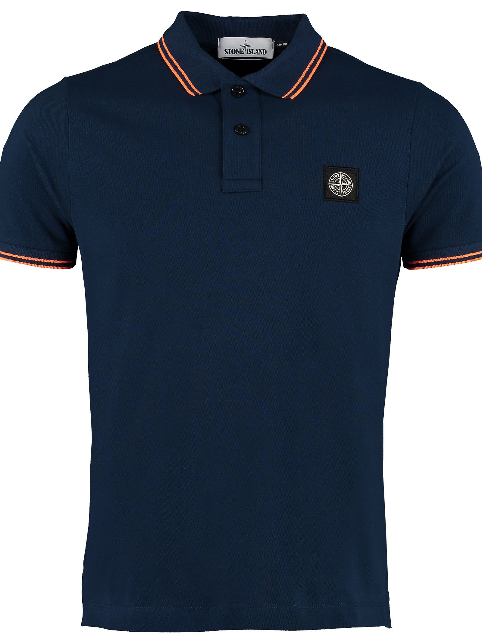 logo embroidery cotton-piqué polo shirt in blue