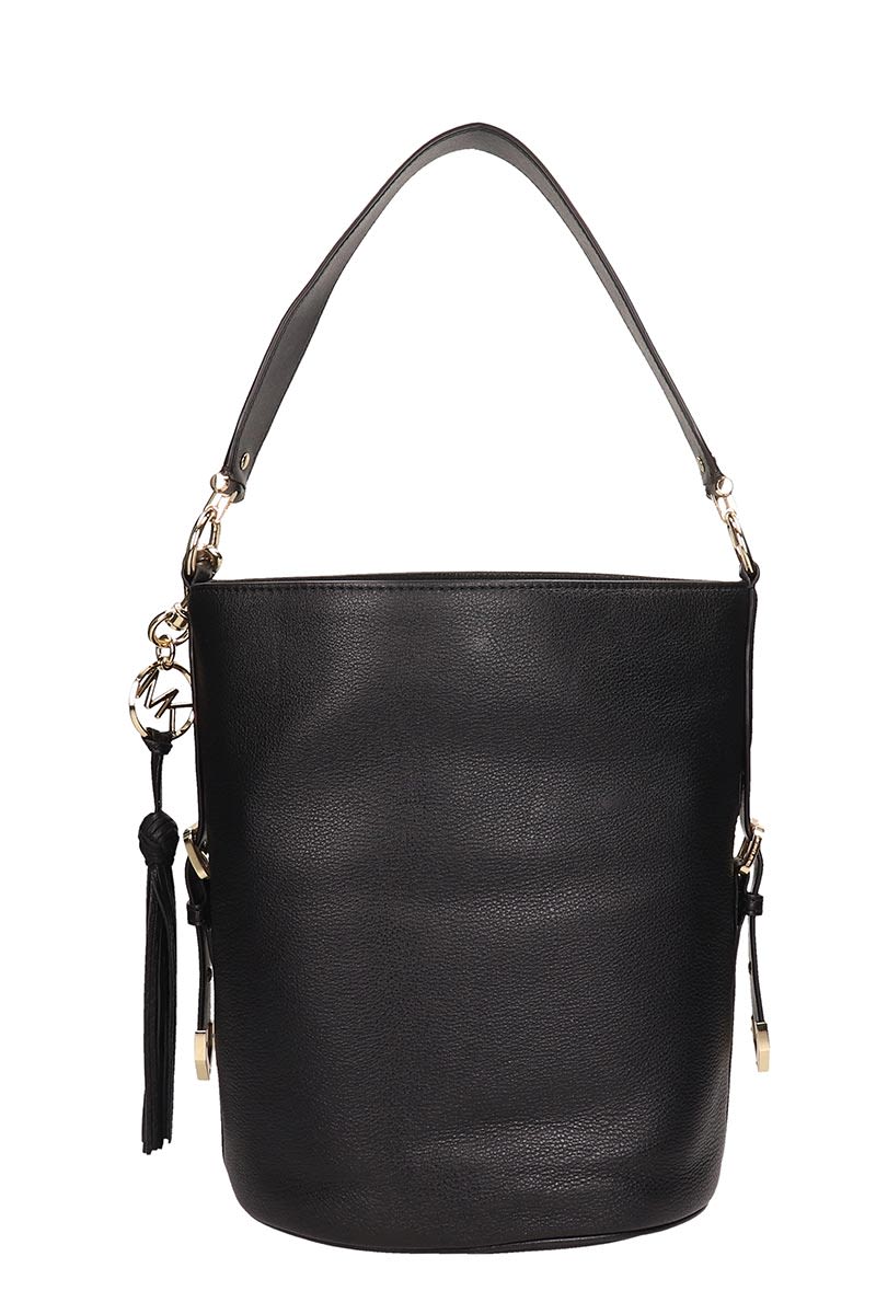 Michael Kors Michael Kors Black Leather Md Bucket Messenger Bag - black ...