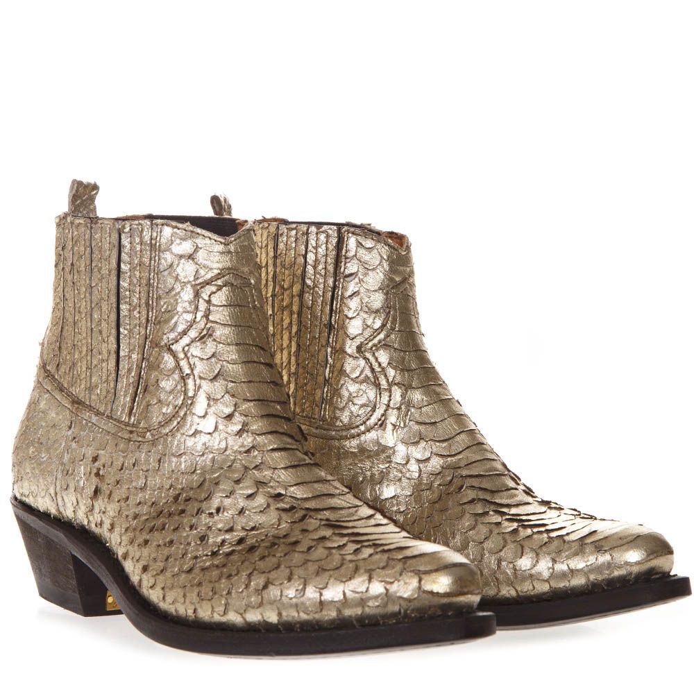 Golden Goose Golden Goose Snakeskin Effect Gold Leather Ankle Boots ...