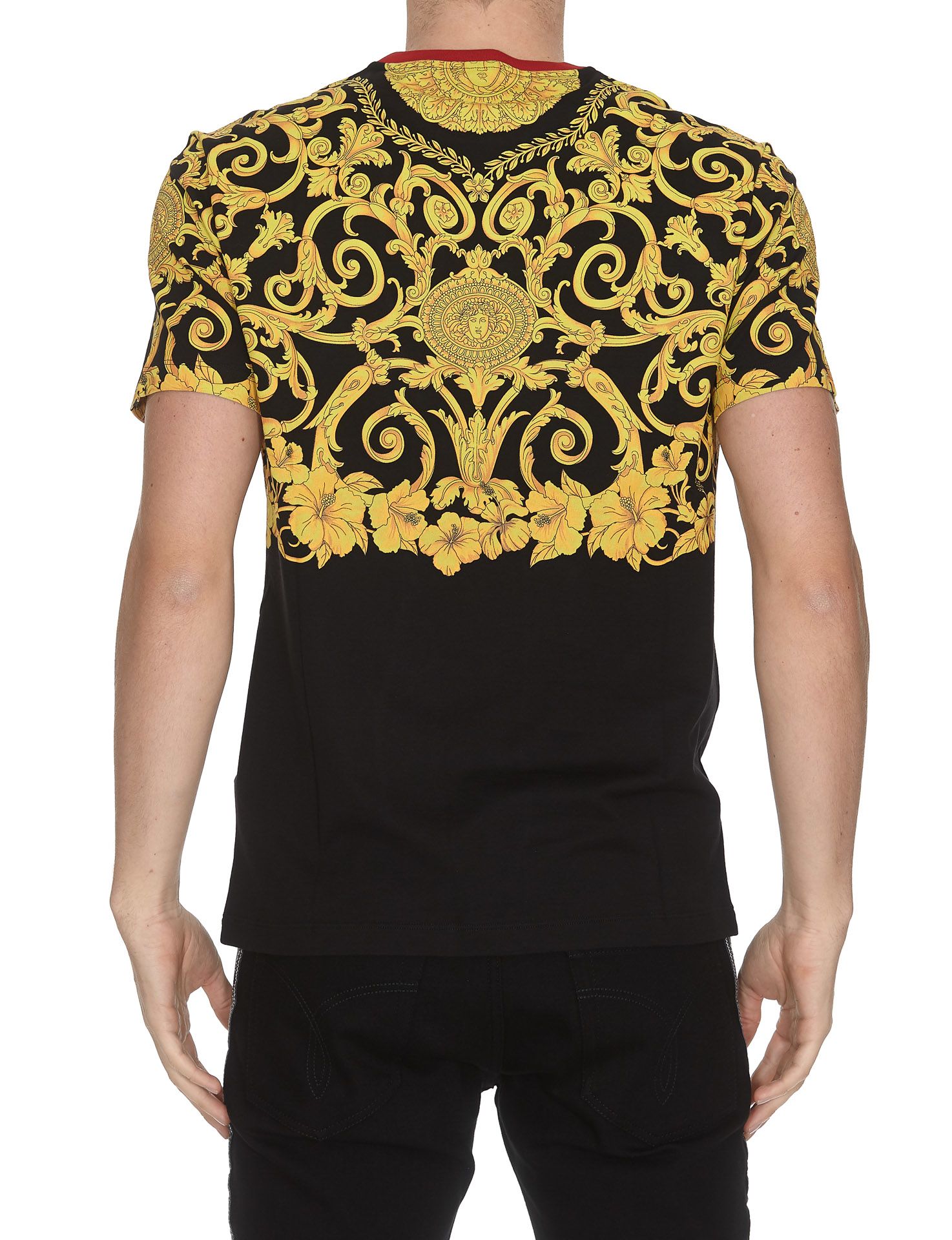 Versace Versace Gold Hibiscus Logo T-shirt - Multicolor - 10777579 ...