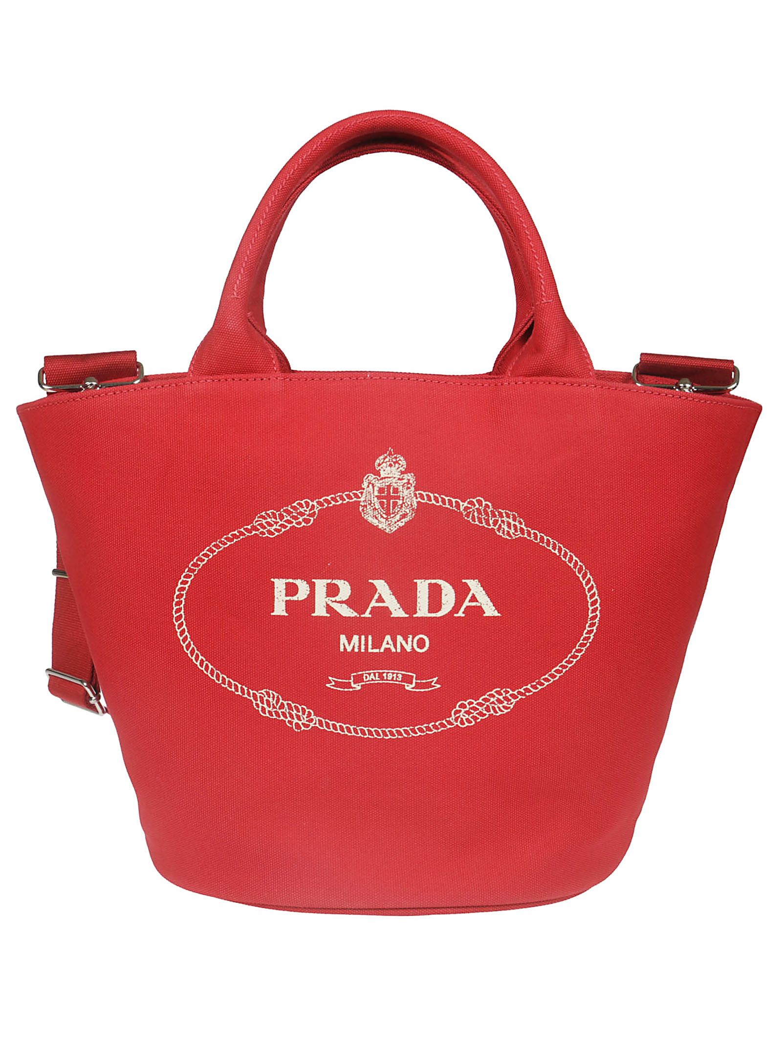 Prada Prada Logo Print Tote - Red - 10831217 | italist