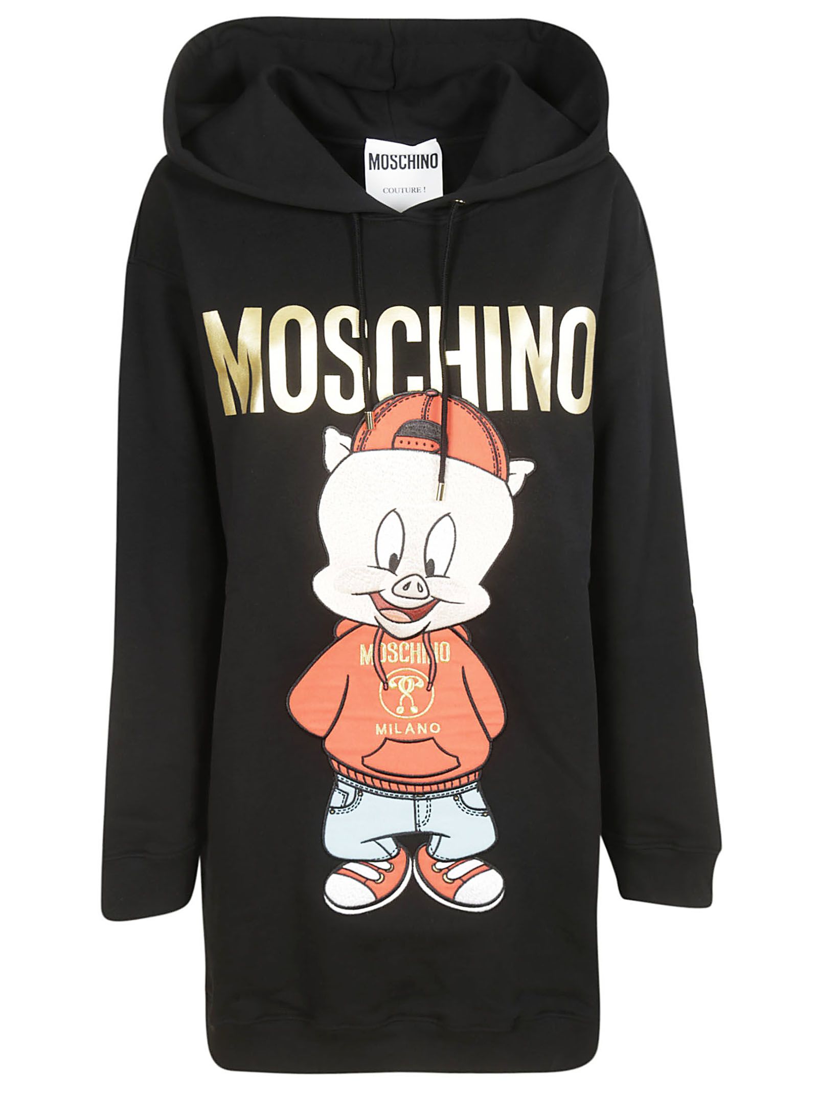 Moschino Moschino Porky Pig Hoodie Dress - Black - 10831325 | italist