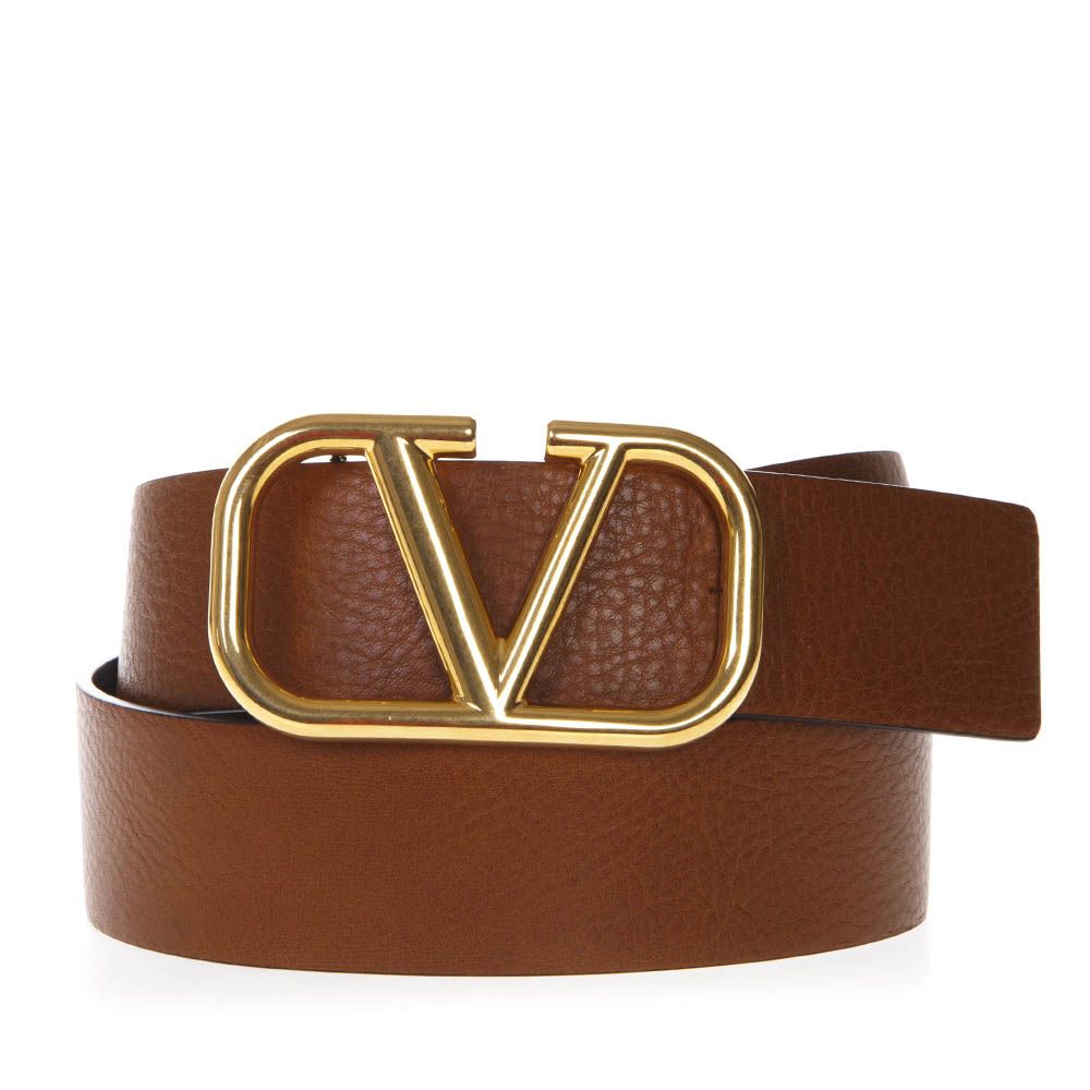 Valentino Garavani Valentino Garavani Light Brown Leather Logo Belt - Basic - 10909290 | italist