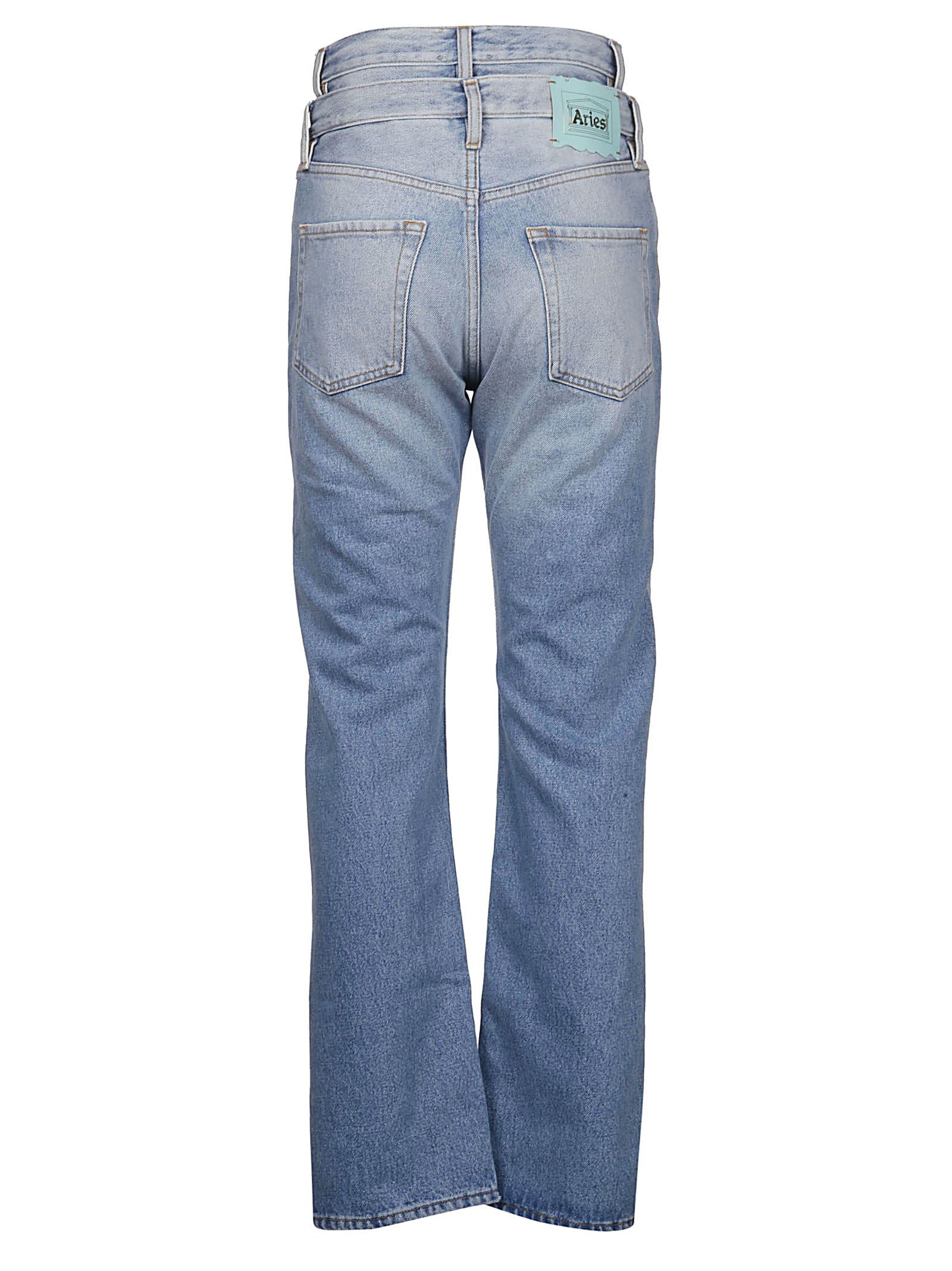 Aries Aries Double High-waisted Straight Jeans - Blue - 10907371 | italist