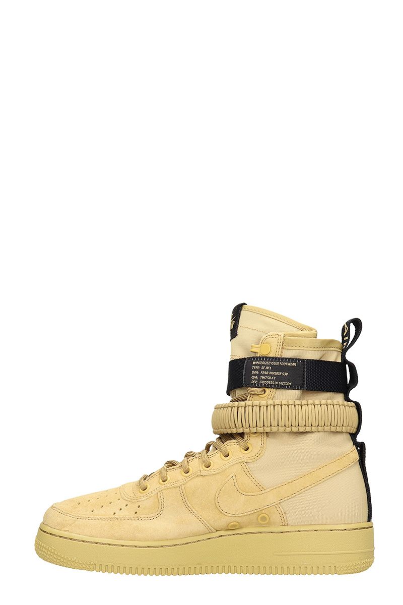 Nike Nike Sf Air Force 1 Beige Suede And Fabric High Sneakers - yellow ...