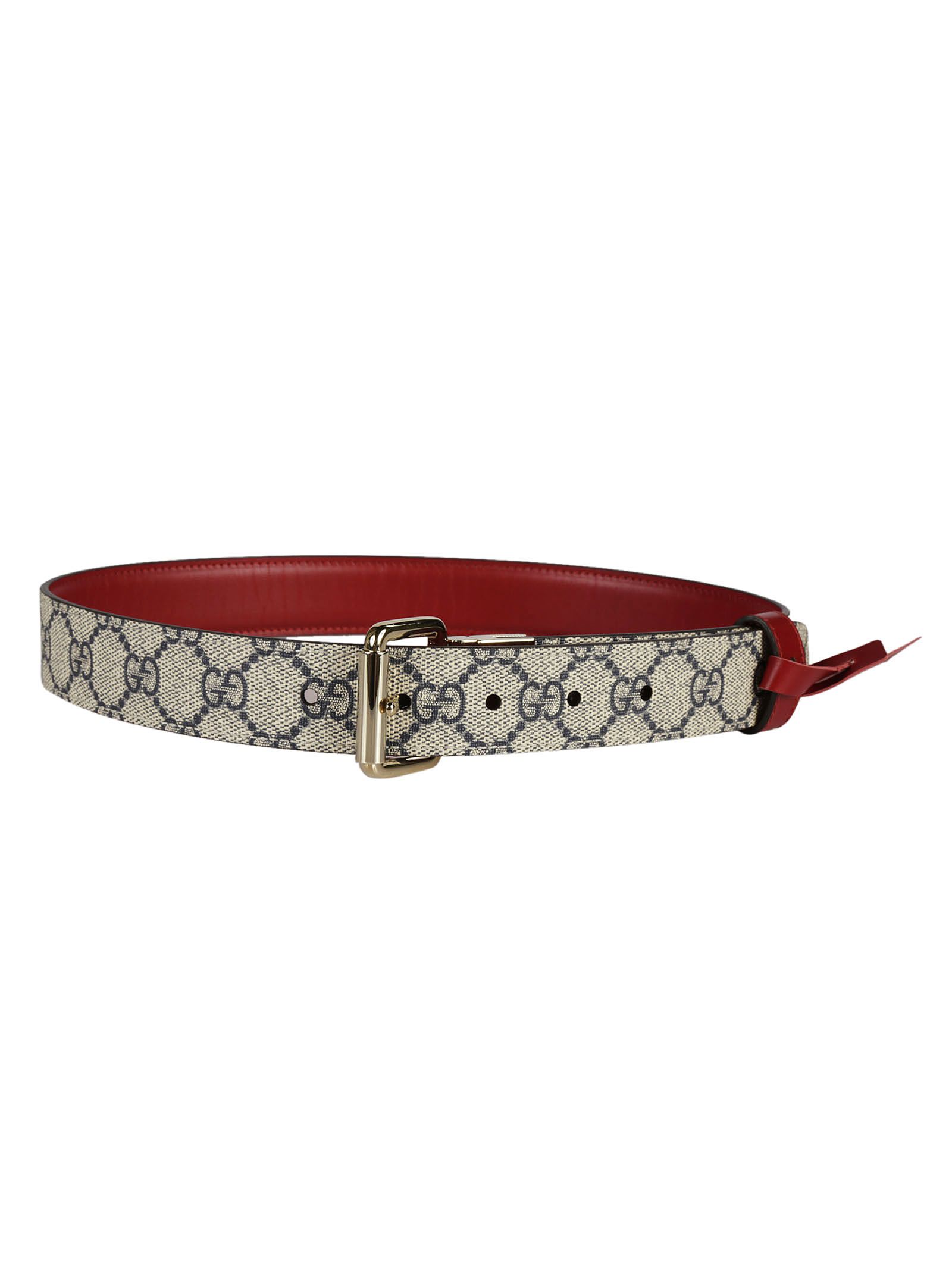 Gucci Belt GG Supreme Leather Trimmed 1.5W Beige/Ebony in Canvas/Leather  with Silver-tone - US
