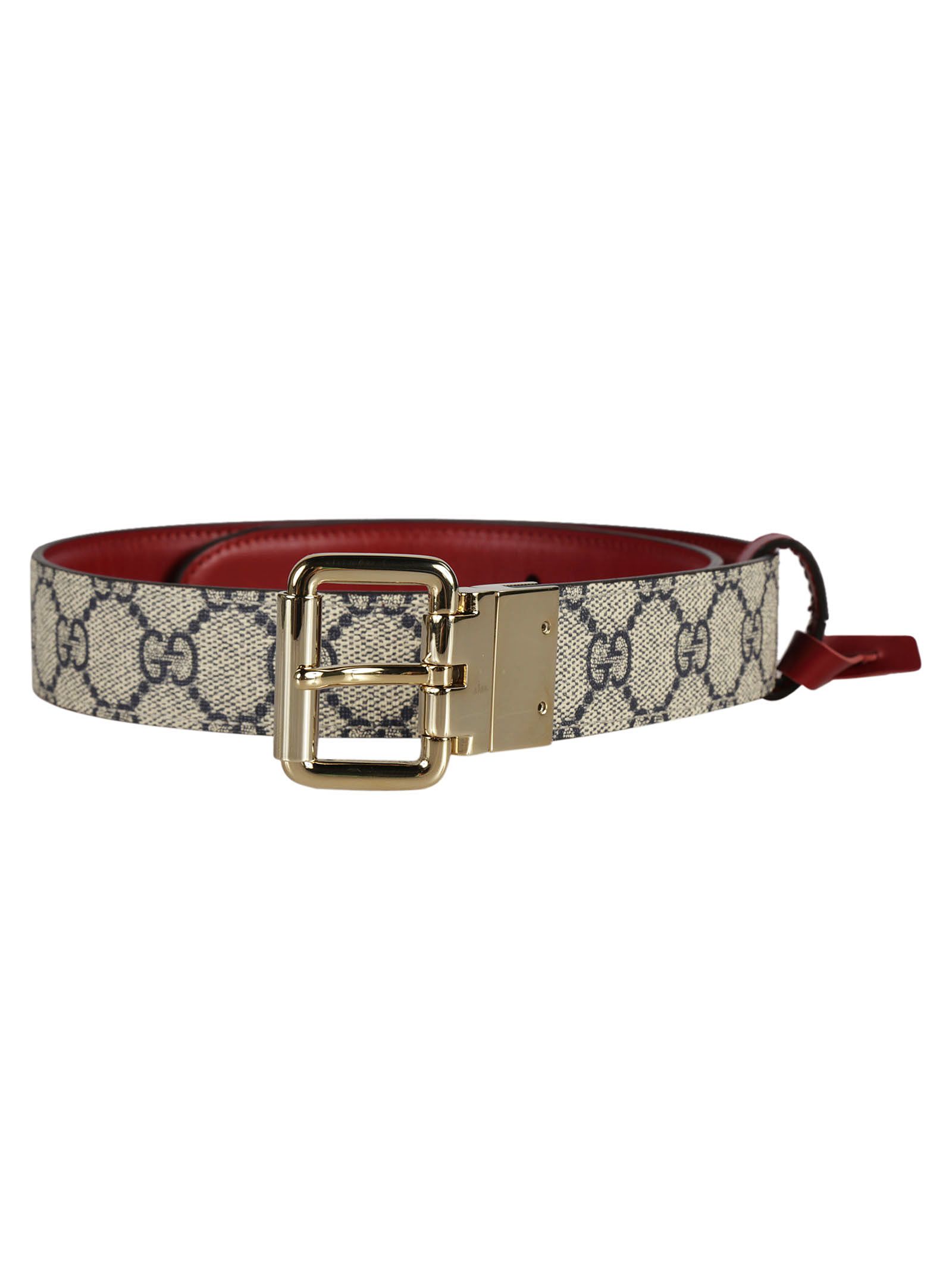 Gucci Gucci Reversible Leather and GG Supreme Belt - Beige/Red - 6303801 | italist