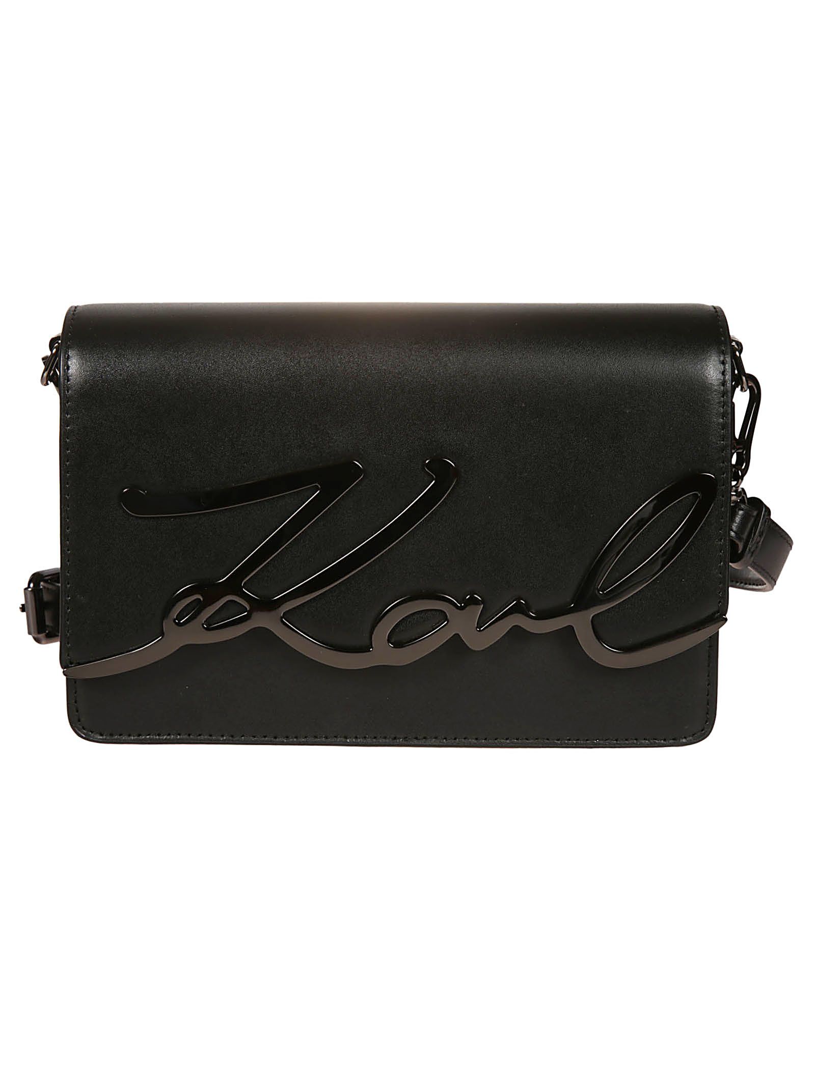 Karl Lagerfeld Karl Lagerfeld Signature Shoulder Bag - Black/gunmetal ...