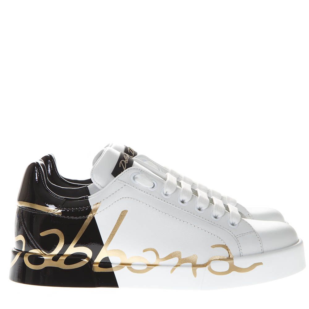 Dolce & Gabbana Dolce & Gabbana White And Black Portofino Sneakers In ...