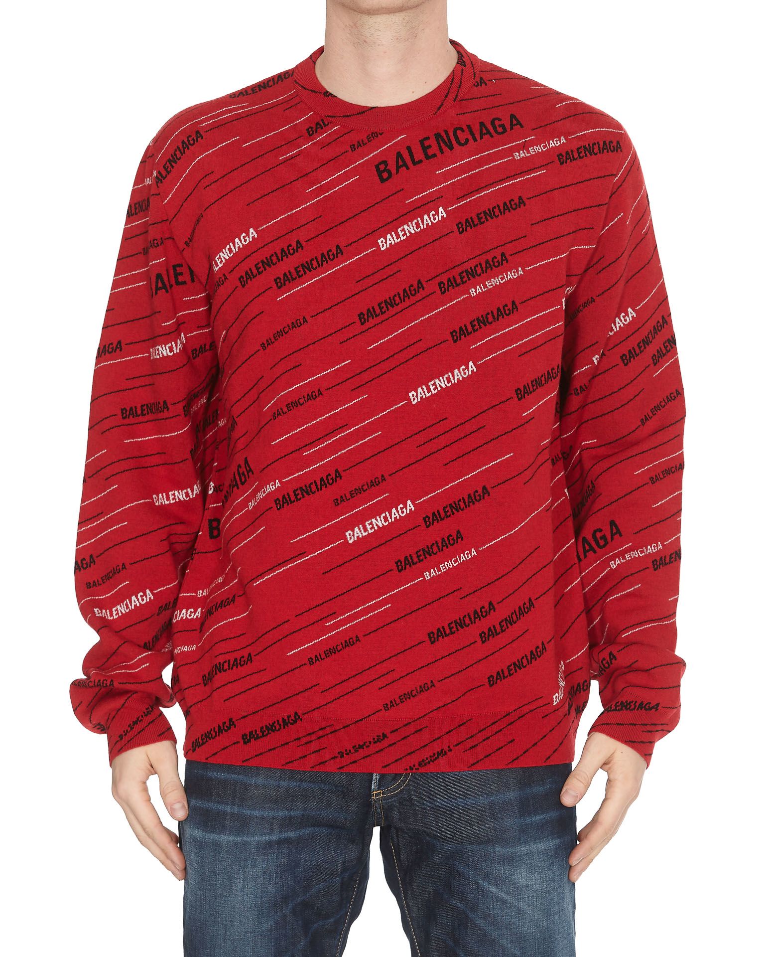 Balenciaga Balenciaga Jacquard Crew Neck Sweater - Red/black - 10960090 ...