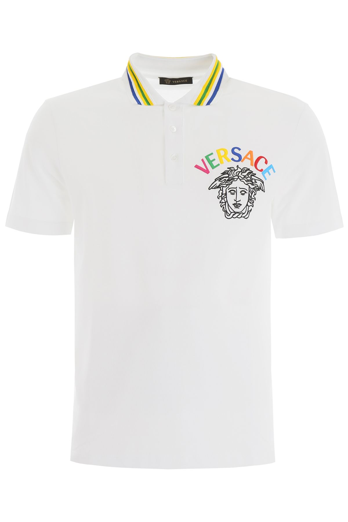 Versace Polo Shirt With Medusa Embroidery In Bianco (white) | ModeSens