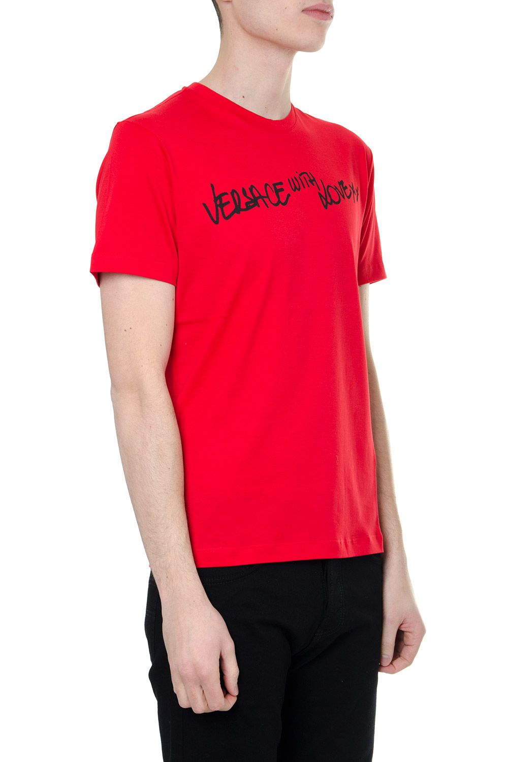 Versace Versace Red T-shirt Versace With Love In Eco-sustainable Cotton ...