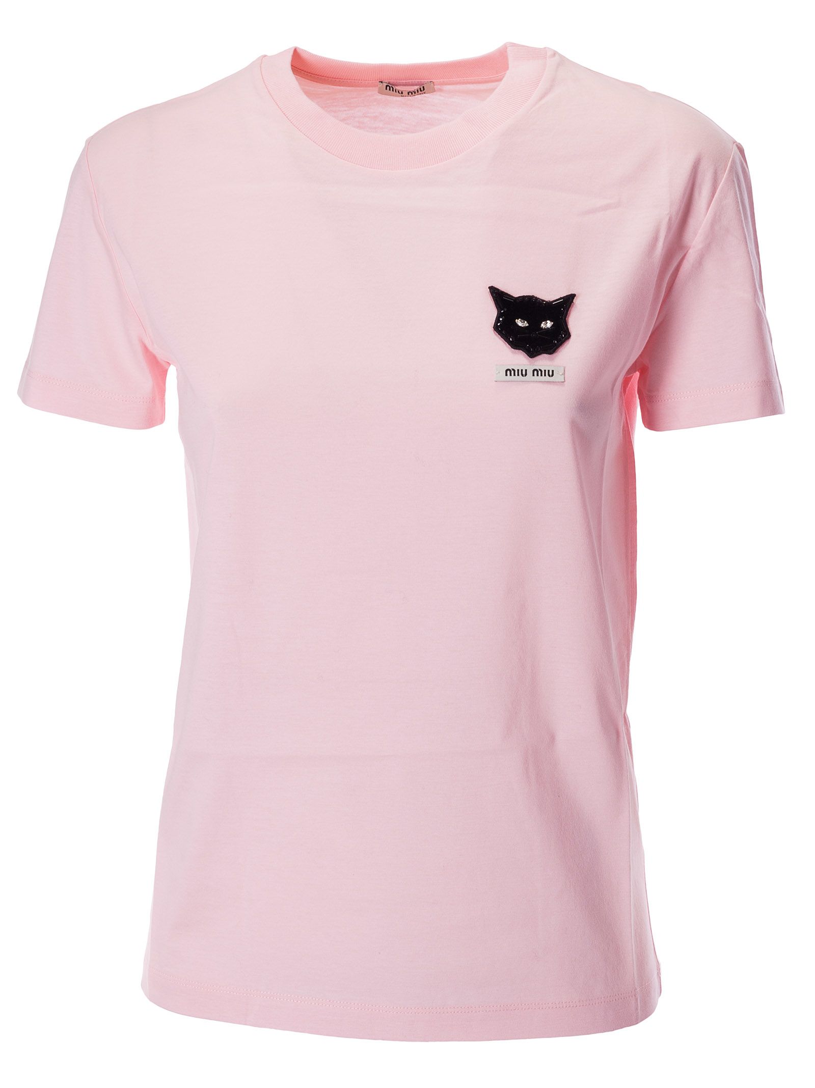 Miu Miu Miu Miu Cat Embellished T-shirt - Rosa - 10806491 | italist