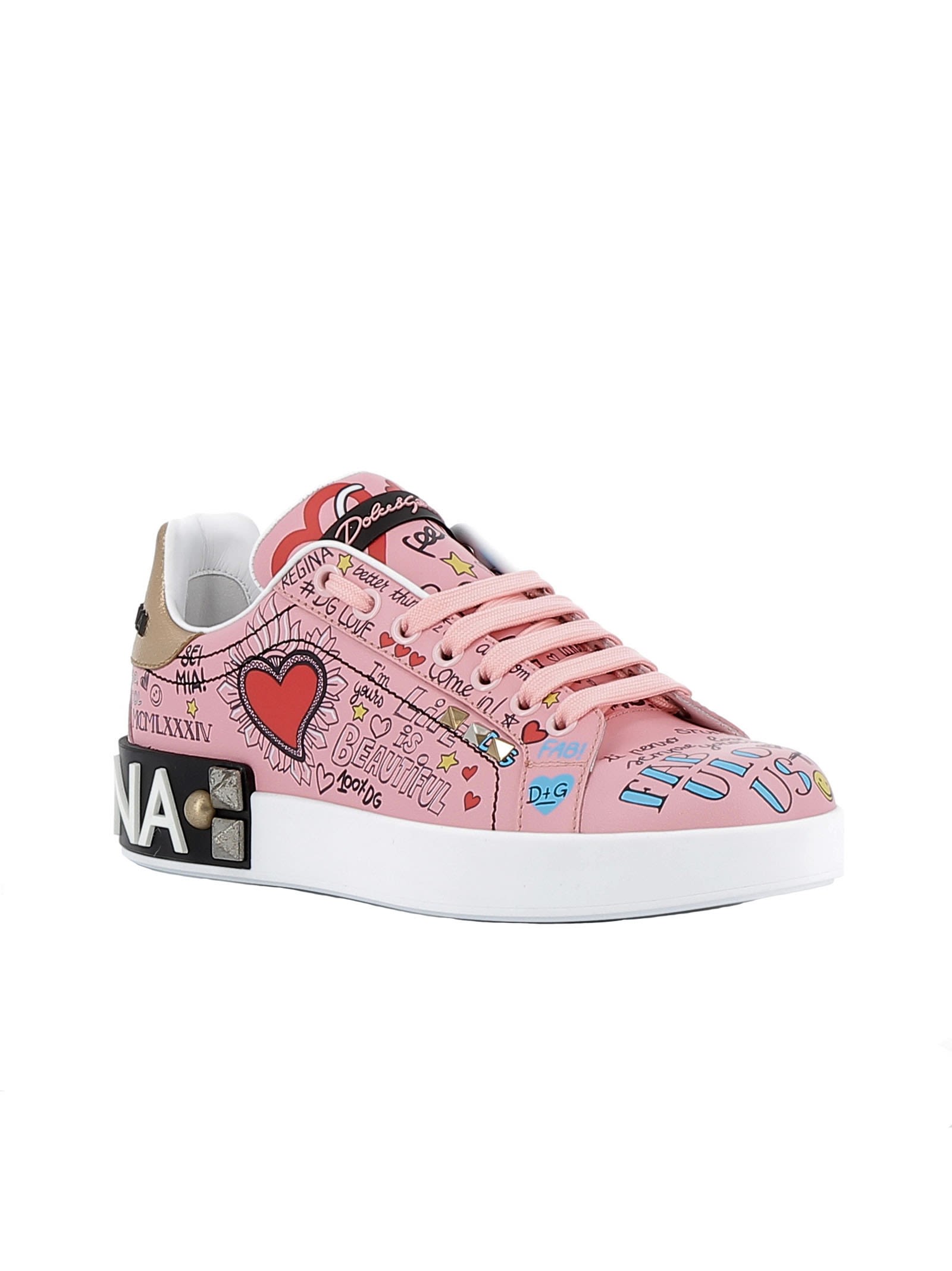 Dolce & Gabbana Dolce & Gabbana Pink Leather Sneakers - PINK - 10667837