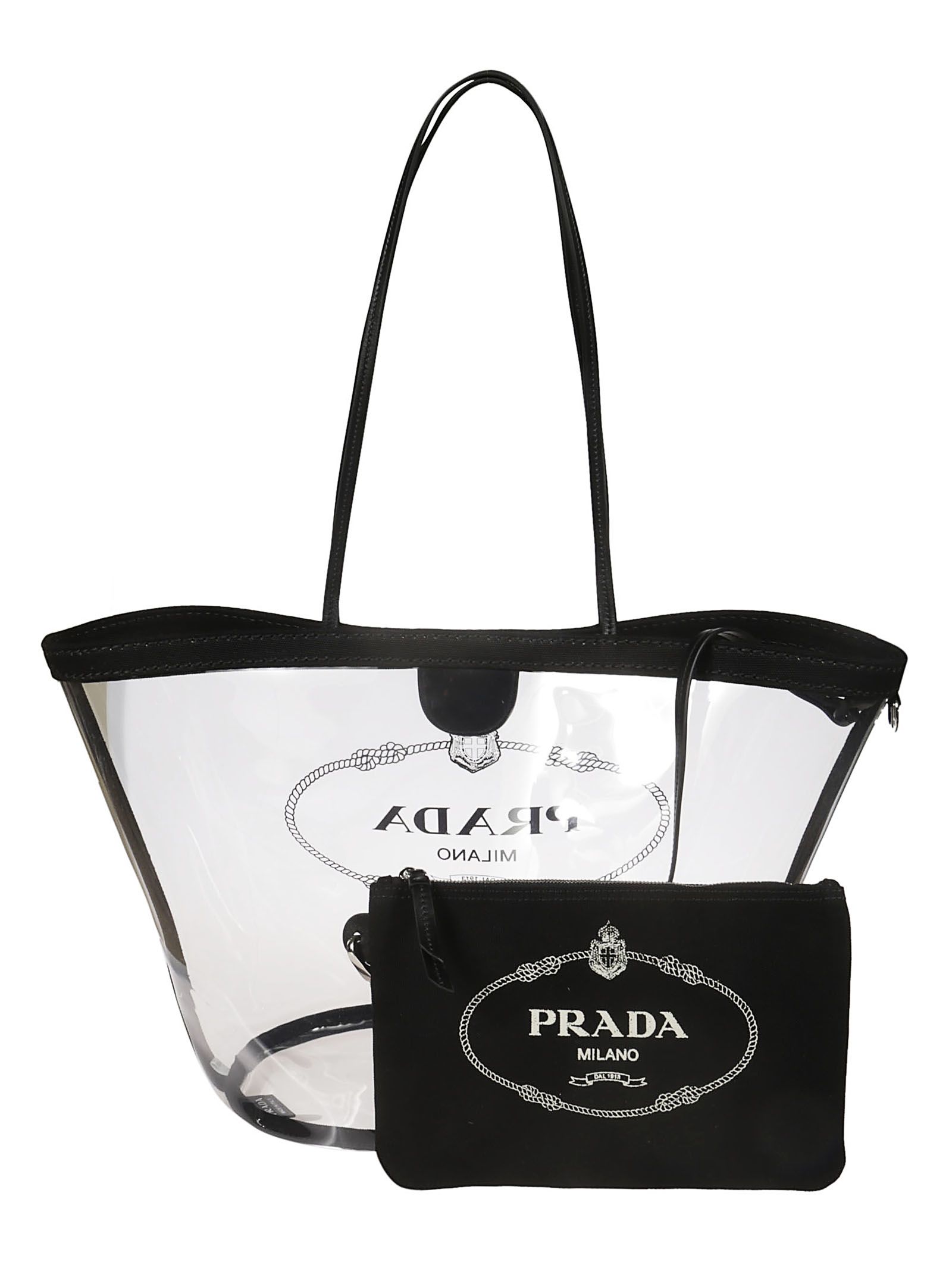 Prada Prada Clear Logo Tote - Black - 10830852 | italist