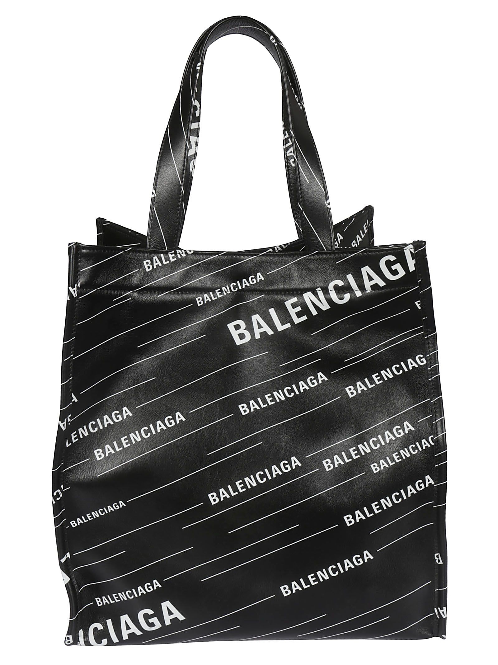 Balenciaga Balenciaga Logo Allover Print Tote - Noir Blanc - 10818575 ...