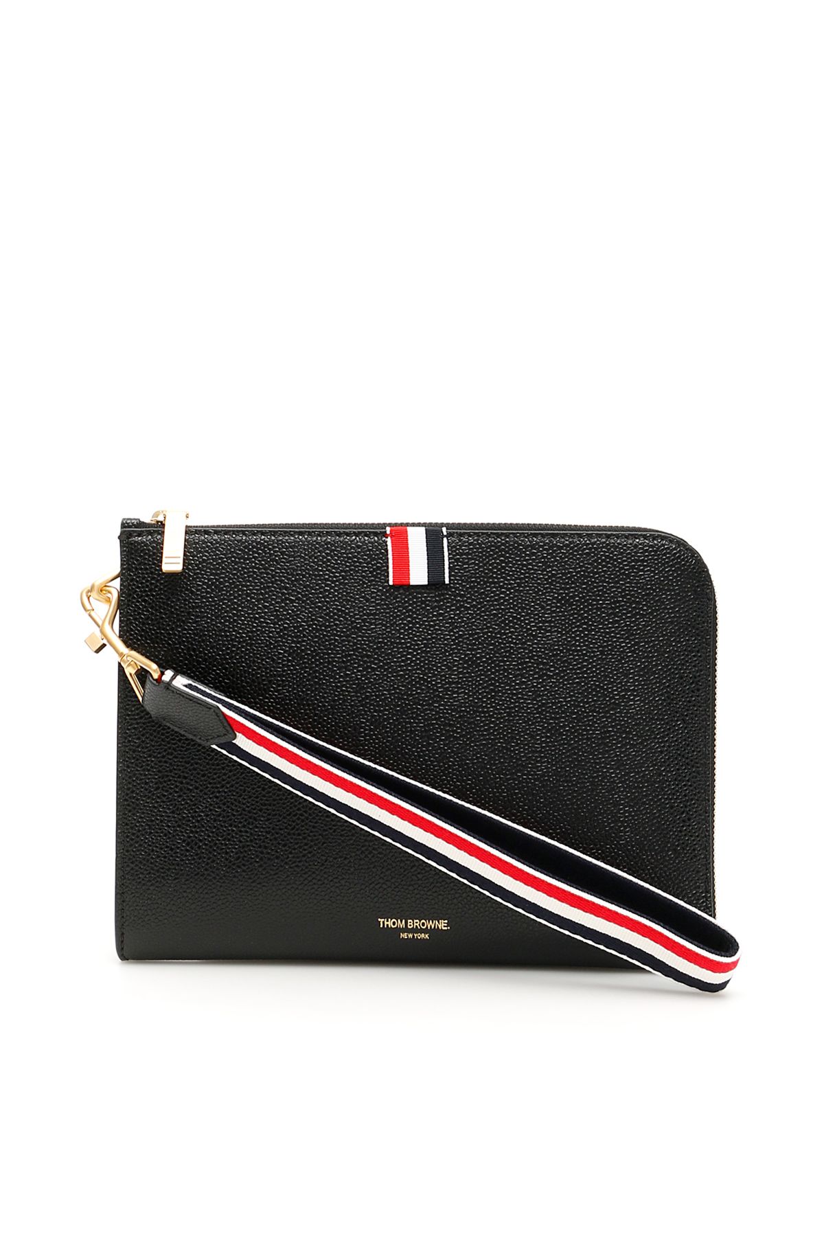 Thom Browne Small Grain Leather Pouch In Black (black)