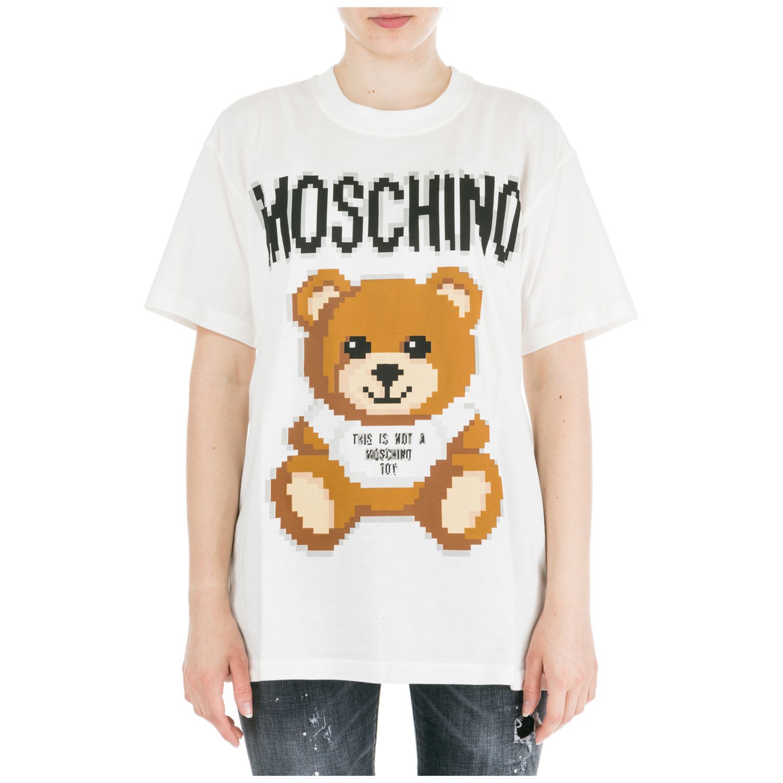 Moschino Moschino T-shirt Short Sleeve Crew Neck Round Teddy Bear Pixel ...