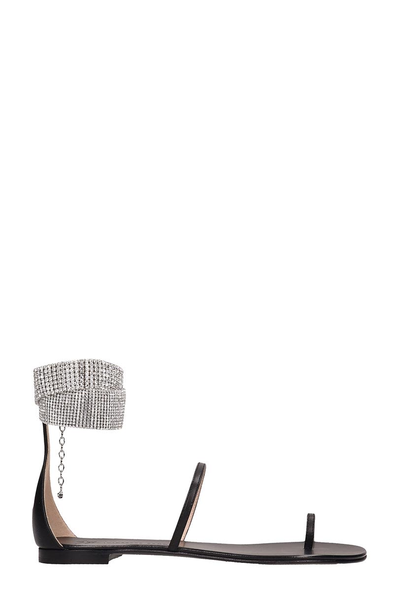 Giuseppe Zanotti Shoes Giuseppe Zanotti Black Leather Flats Sandals